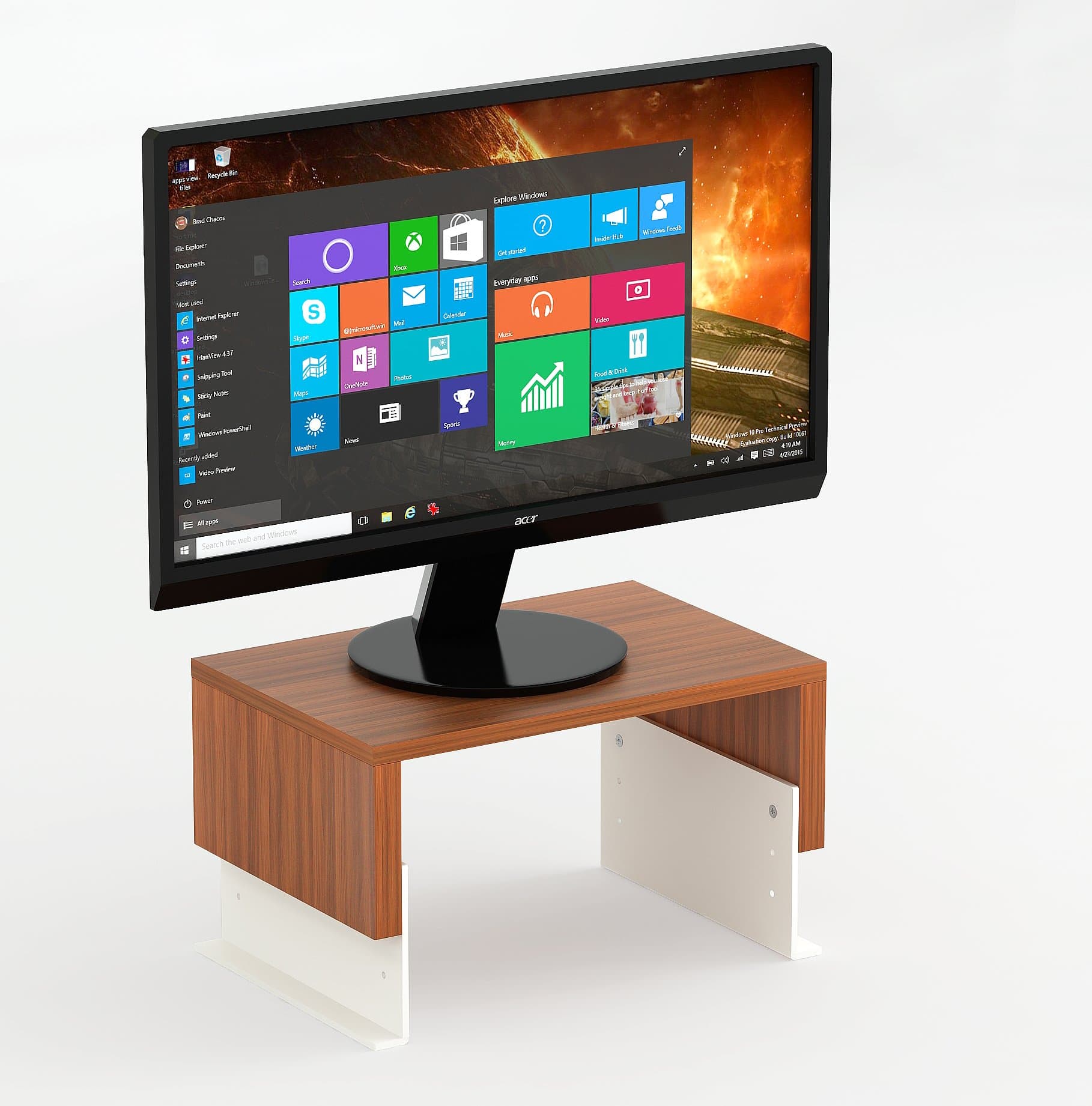 Wudville Bluewud Norel Monitor/Computer/PC/Screen Riser Stand (Height Riser - Walnut)