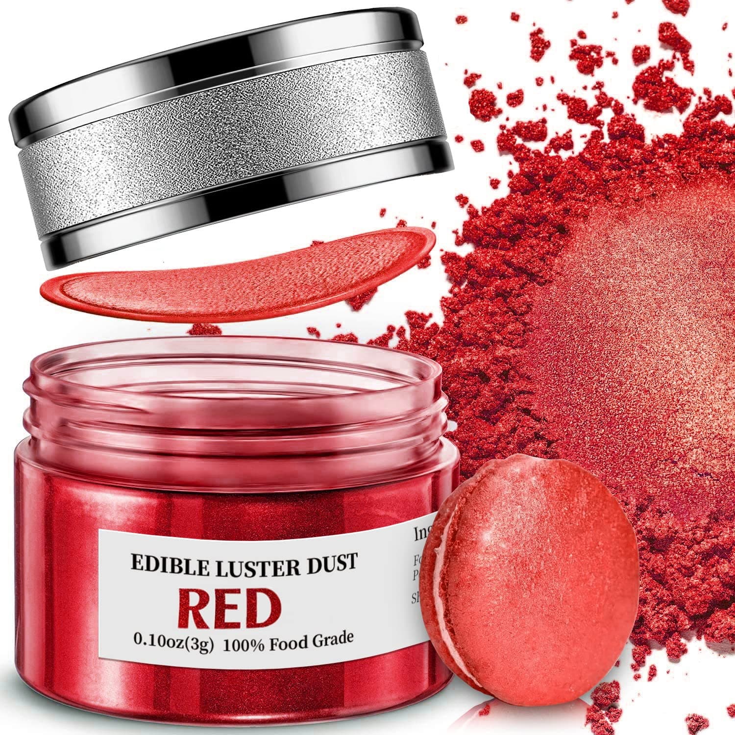 INOCERIS Luster Dust Edible, INOCERIS Food Grade Cake Dust Shimmer Powdered Flavorless Metallic Luster Dust Christmas Food Coloring Powder for Baking Decorating, Fondant, Chocolate, Candy, Drinks More