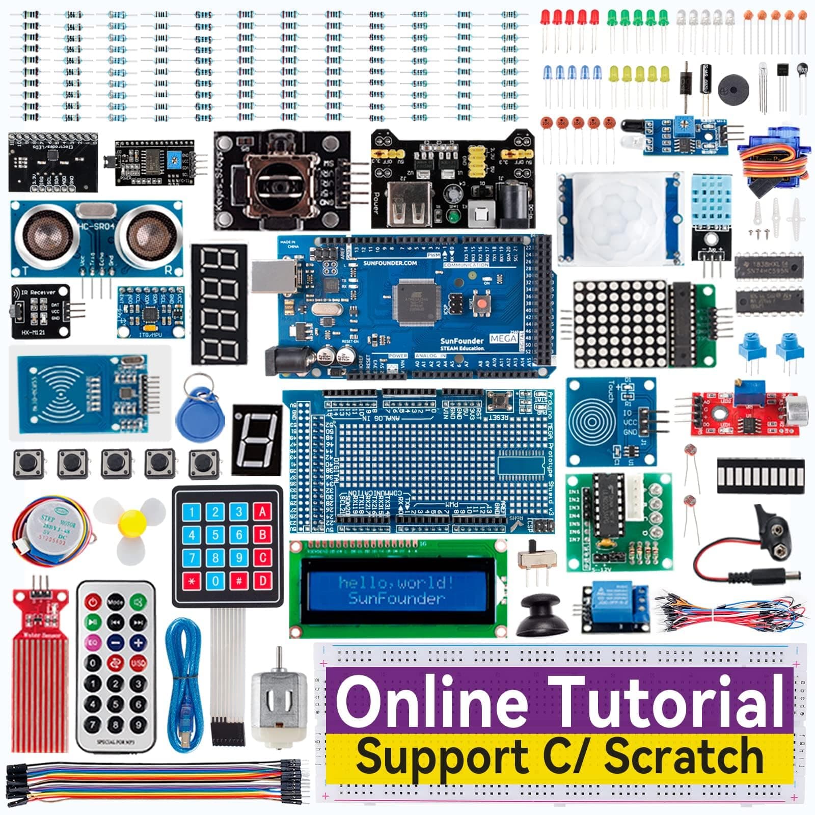 SunFounder Project The Most Complete Electronics Starter Kit Compatible with Arduino Mega 2560 R3 Mega328 Nano, 73 Tutorials Included