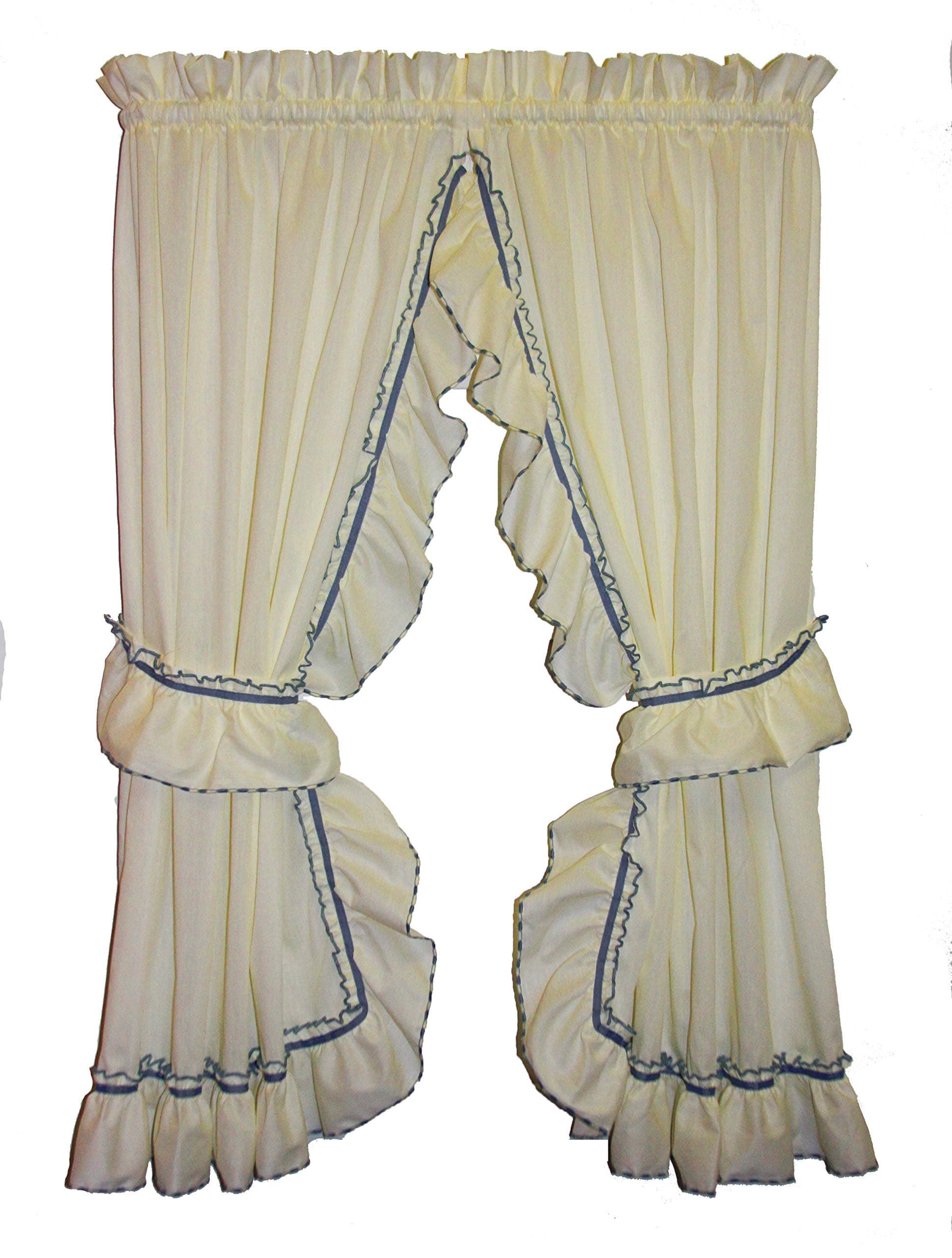 Window Toppers Jenny Country Ruffle Priscilla Curtains Pair 86 Inch W by 84 Inch L - 3 Inch Rod Pocket, Slate