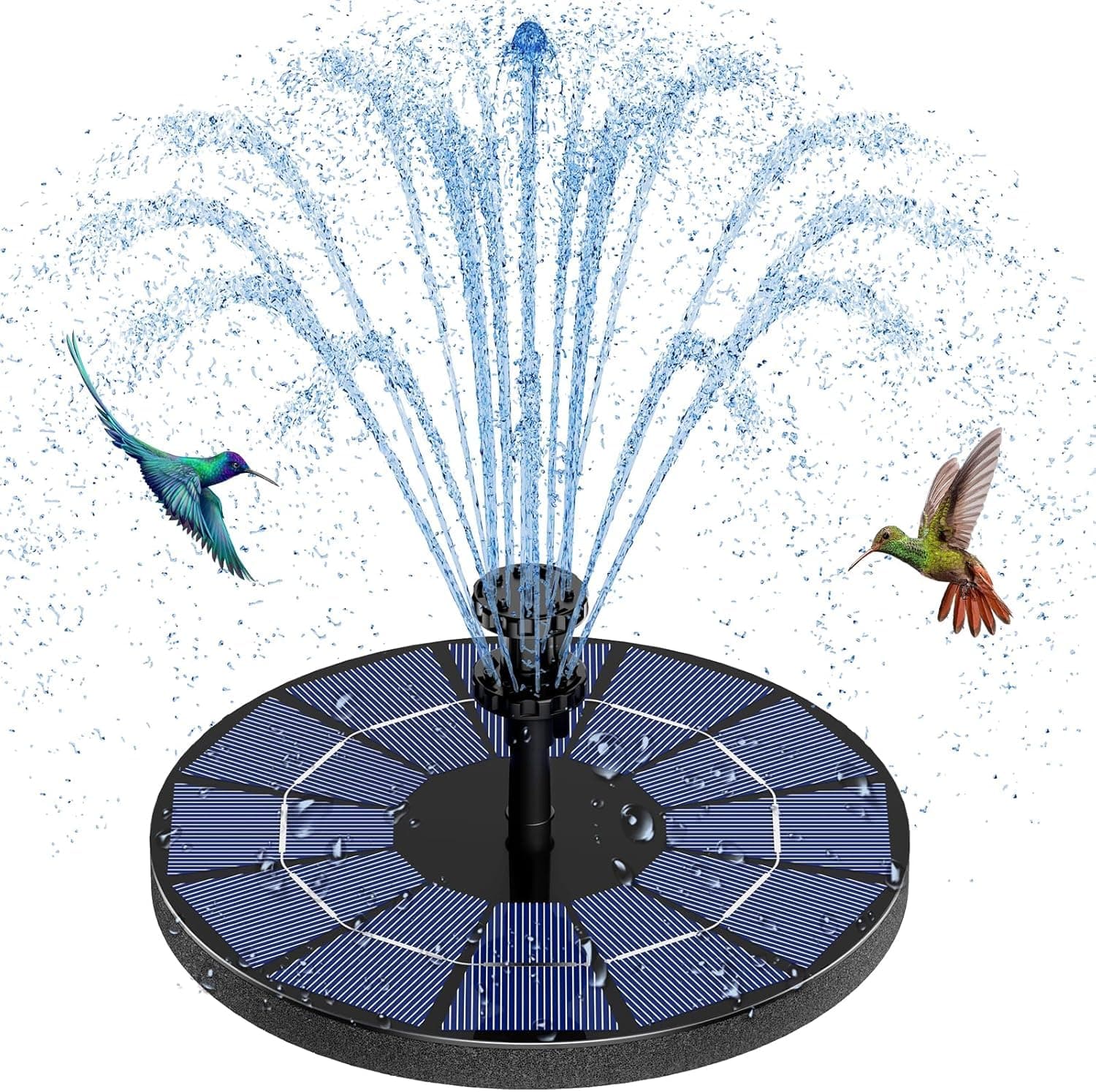 AISITIN Solar Fountain with 3.5 W Solar Panel, Solar Fountain for Bird Bath 1500 mAh Battery - 6 Effects for Pool, Fish Pond, Bird Bath, Garden