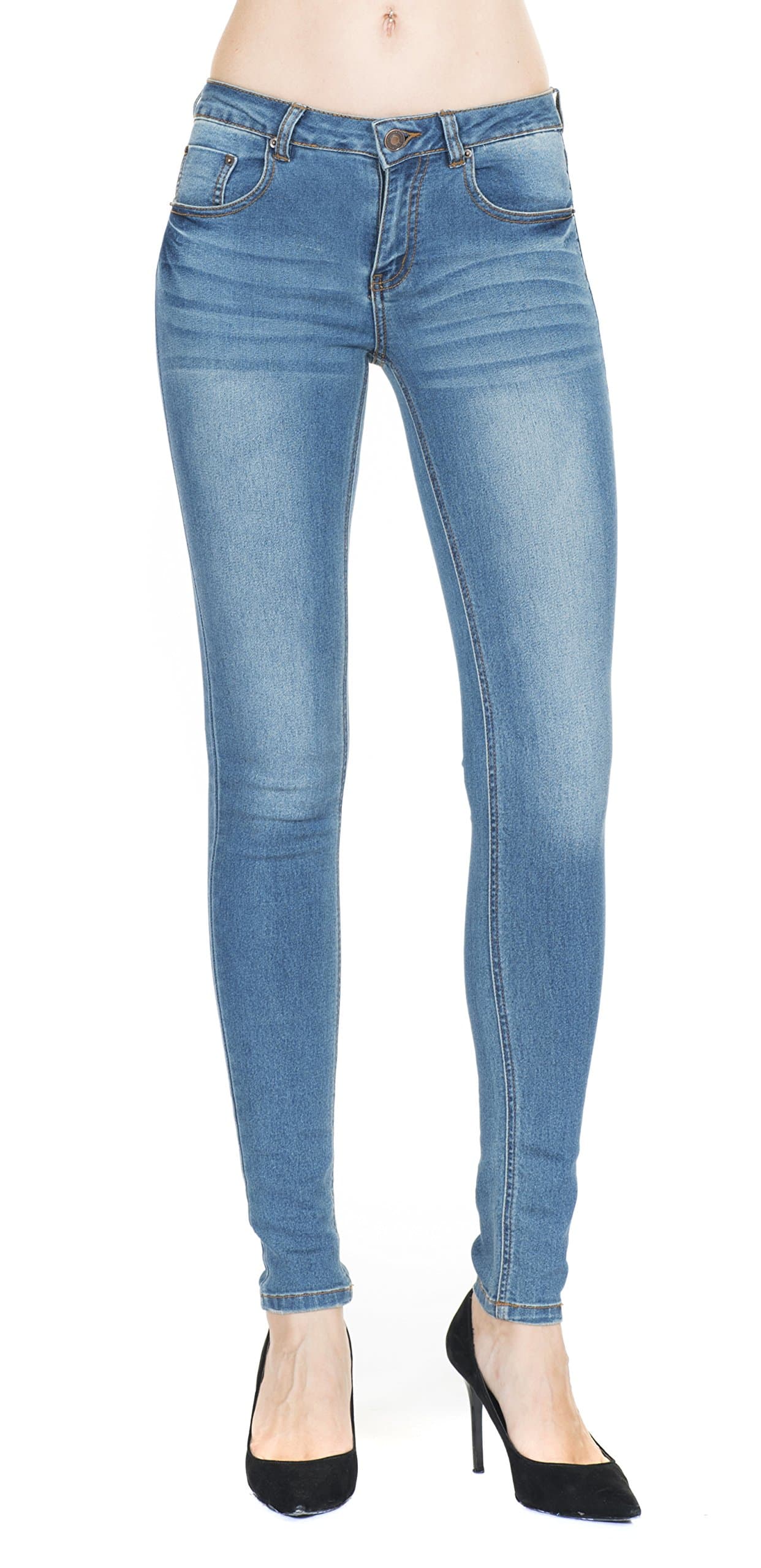 Women's Indigo Blue Super Comfy Stretch Denim Skinny Jeans,Blue,1