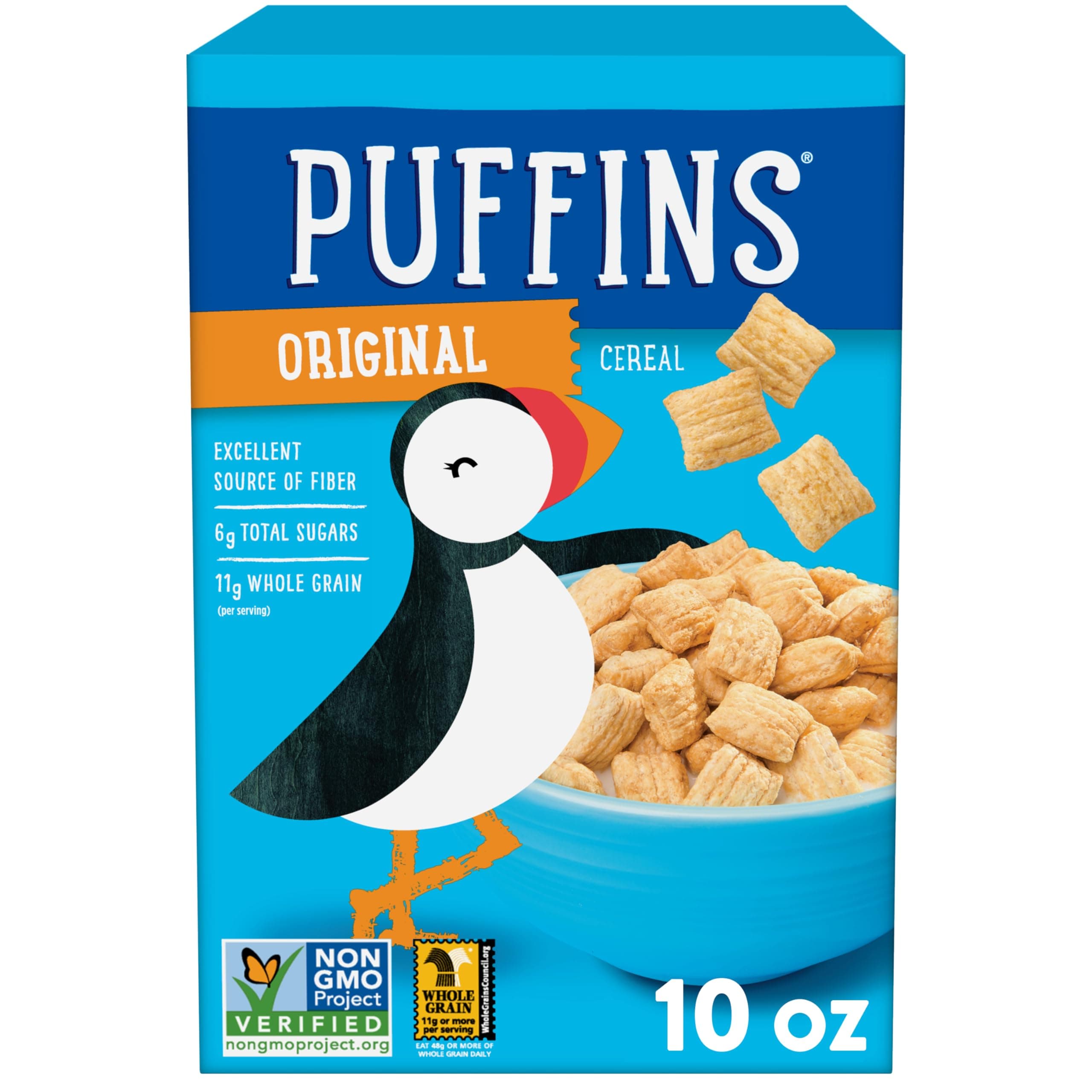 Barbara's Bakery Puffins Original Cereal, Non-GMO, Vegan, 10 Oz Box (Pack of 6)