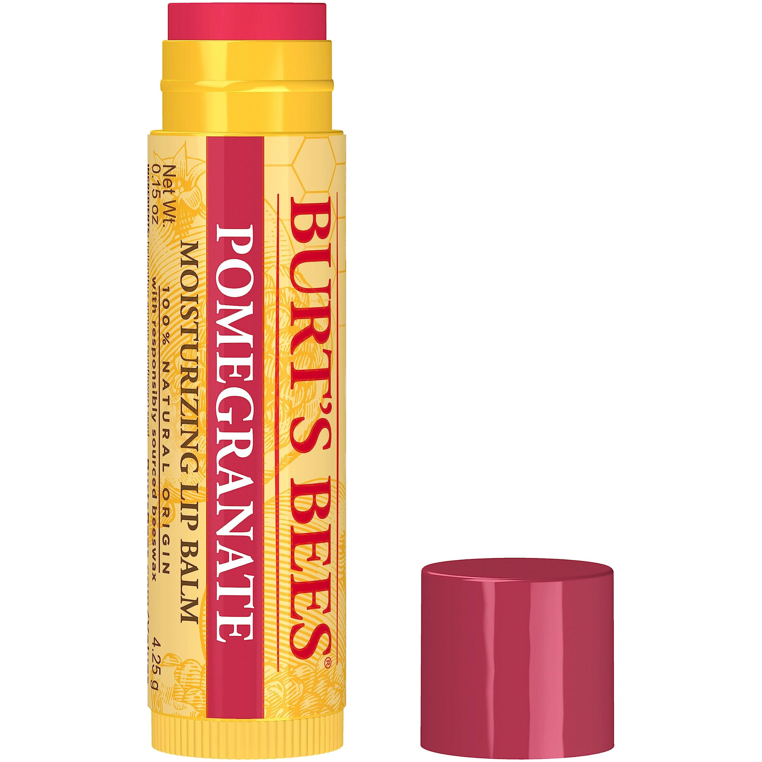 100% Natural Moisturizing Lip Balm, Pomegranate With Beeswax And Fruit Extracts, 0.15 Ounce