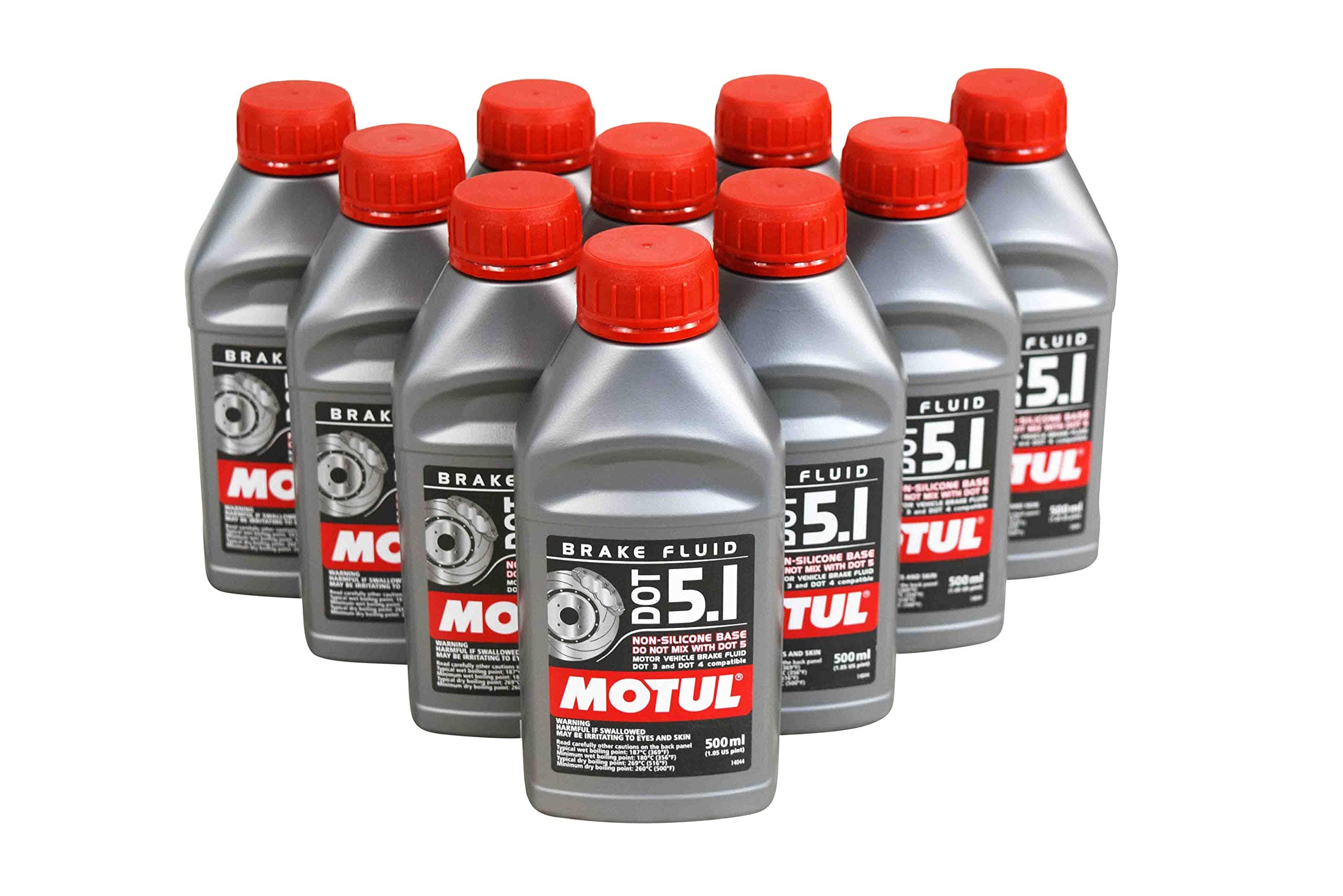 Motul (10 Pack) 100950 100% Synthetic Brake Dot 5.1 Brake Fluid 1/2 Liter or 500 ml