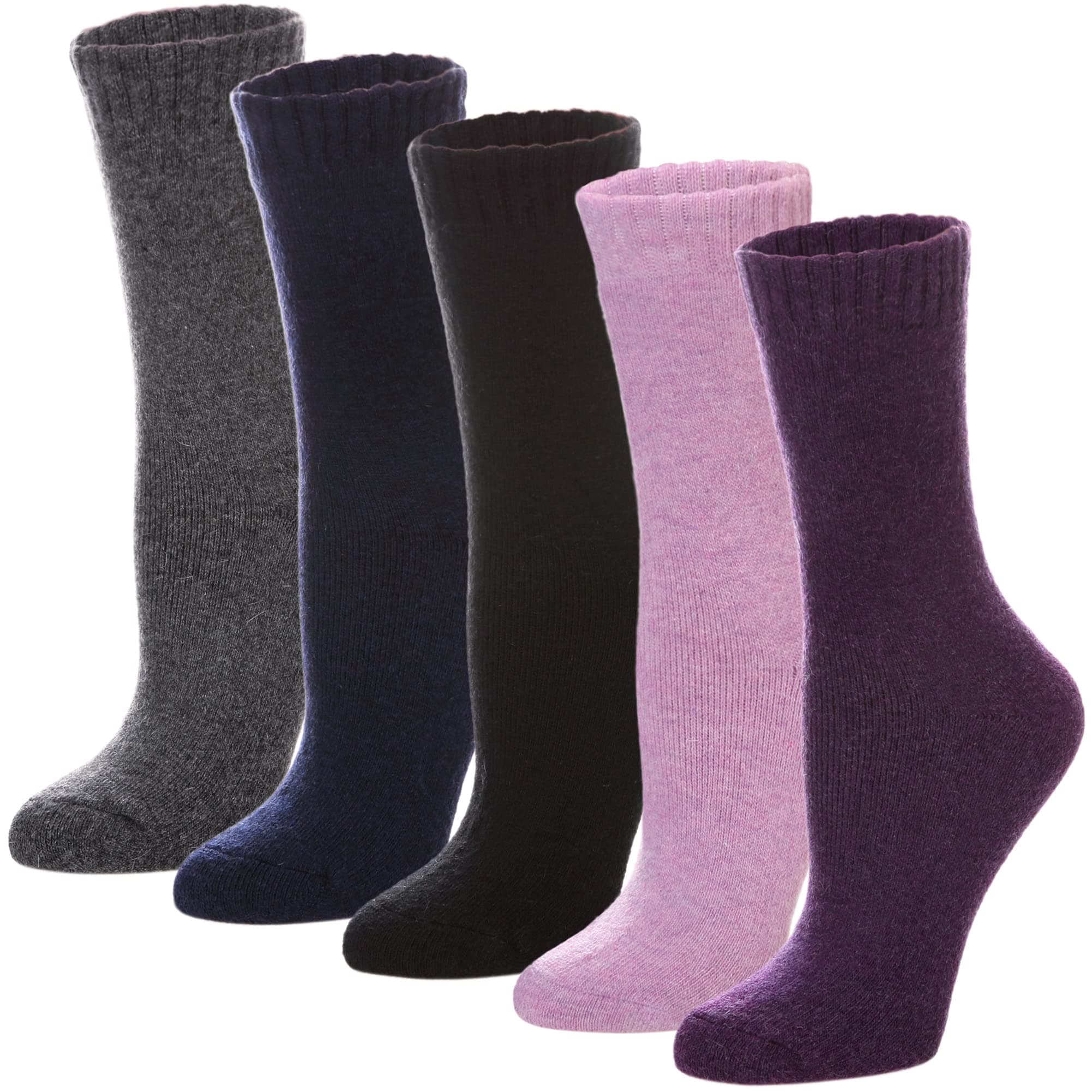 MQELONG Womens 5 Pairs Soft Thick Comfort Casual Cotton Warm Wool Crew Winter Socks