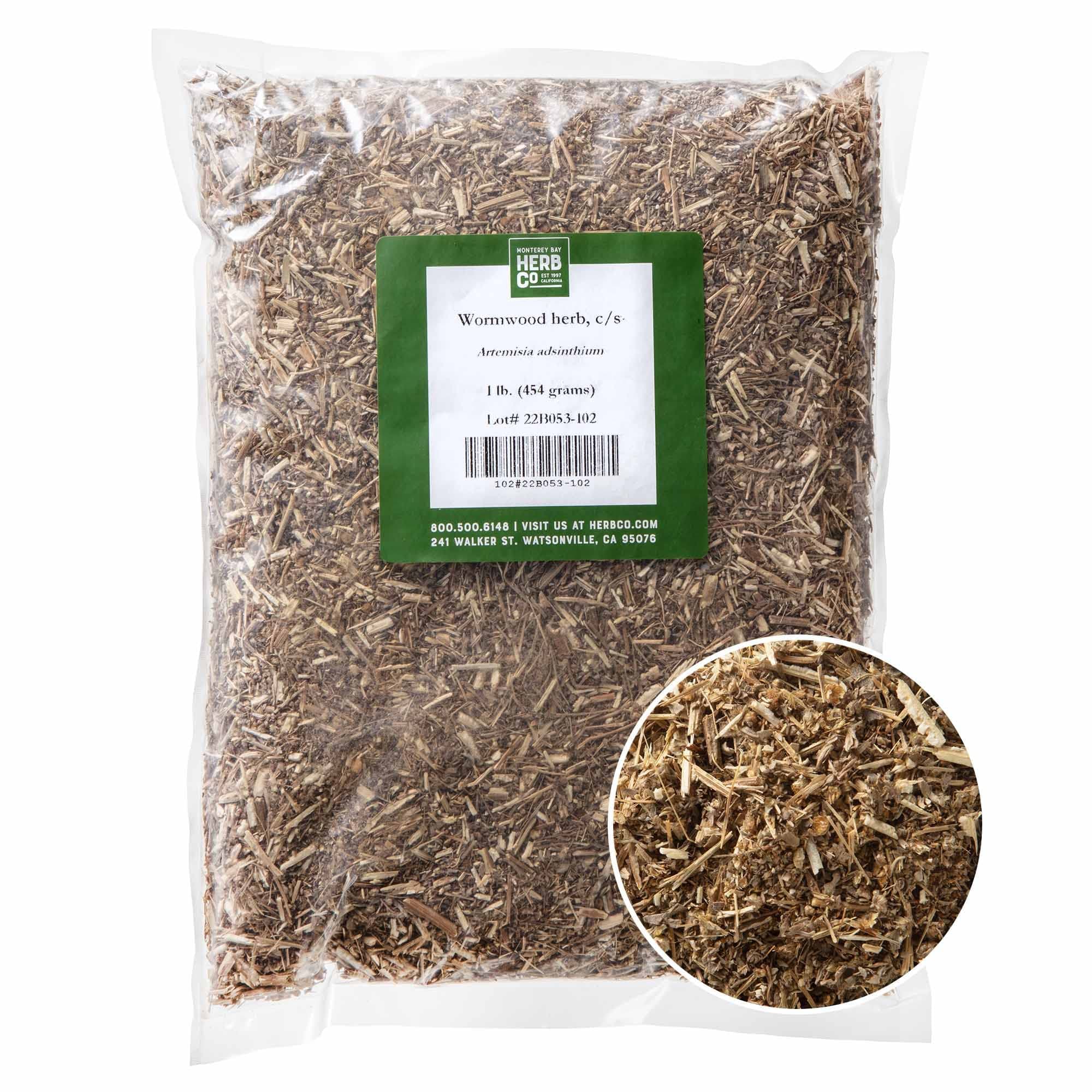 Organic Wormwood Herb Cut & Sifted, by Herb Co, Used for flavoring of drinks or Bitters, 1 lb