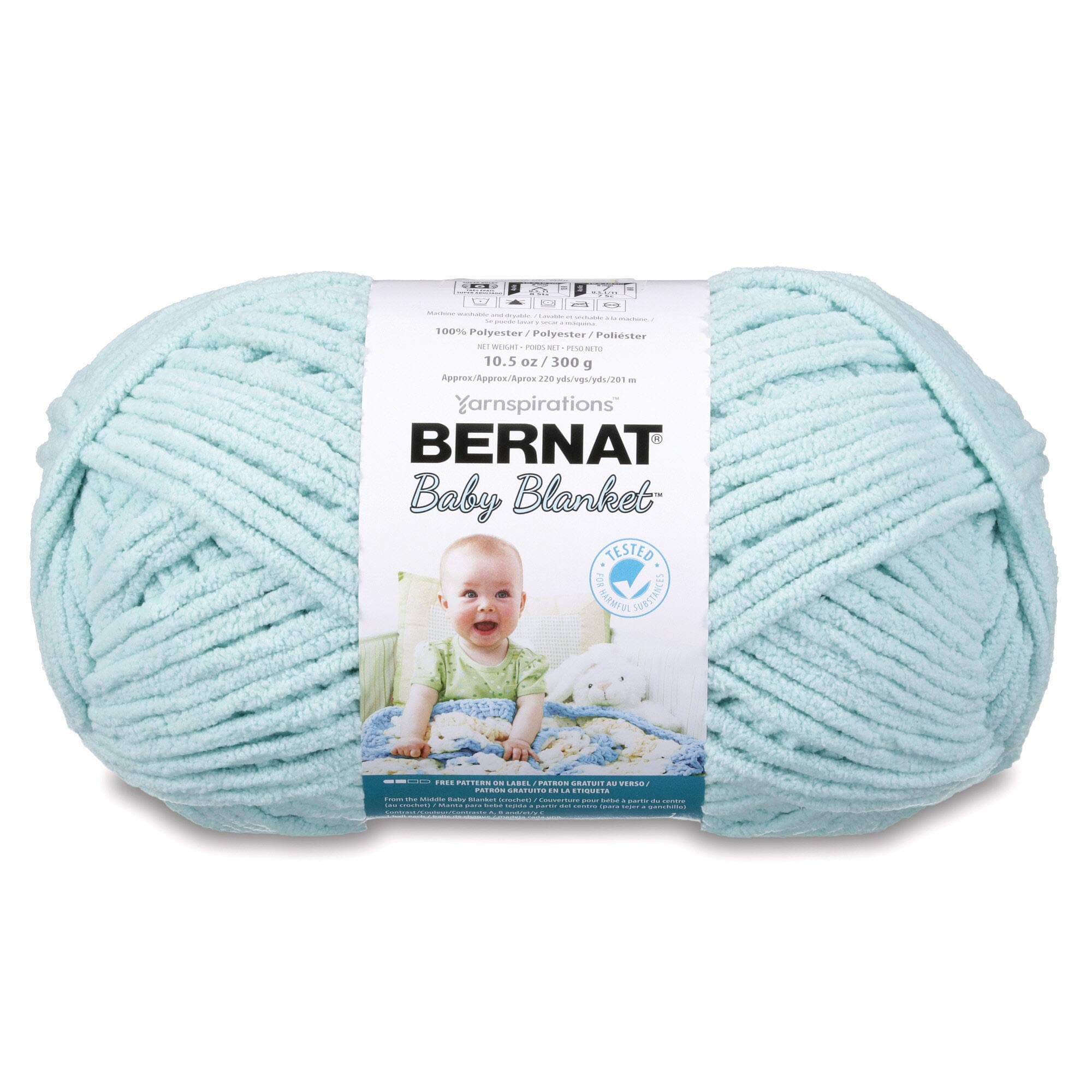 Bernat Baby Blanket BB Seafoam Yarn - 1 Pack of 10.5oz/300g - Polyester - #6 Super Bulky - 220 Yards - Knitting/Crochet