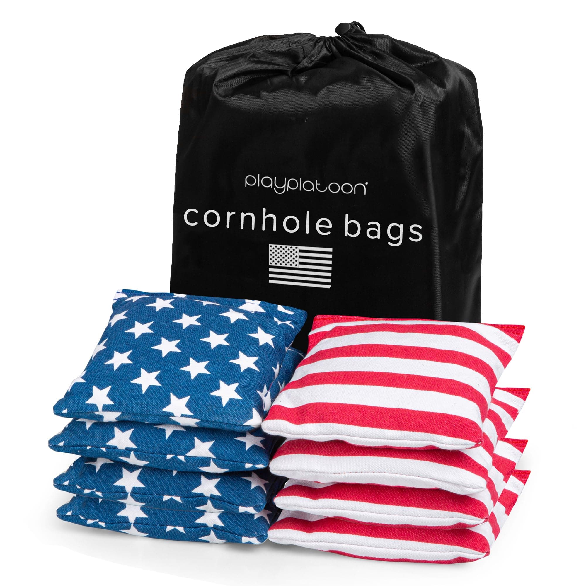 Play Platoon Premium Weather Resistant Duckcloth Cornhole Bags - Set of 8 Bean Bags for Corn Hole Game - Regulation Size & Weight
