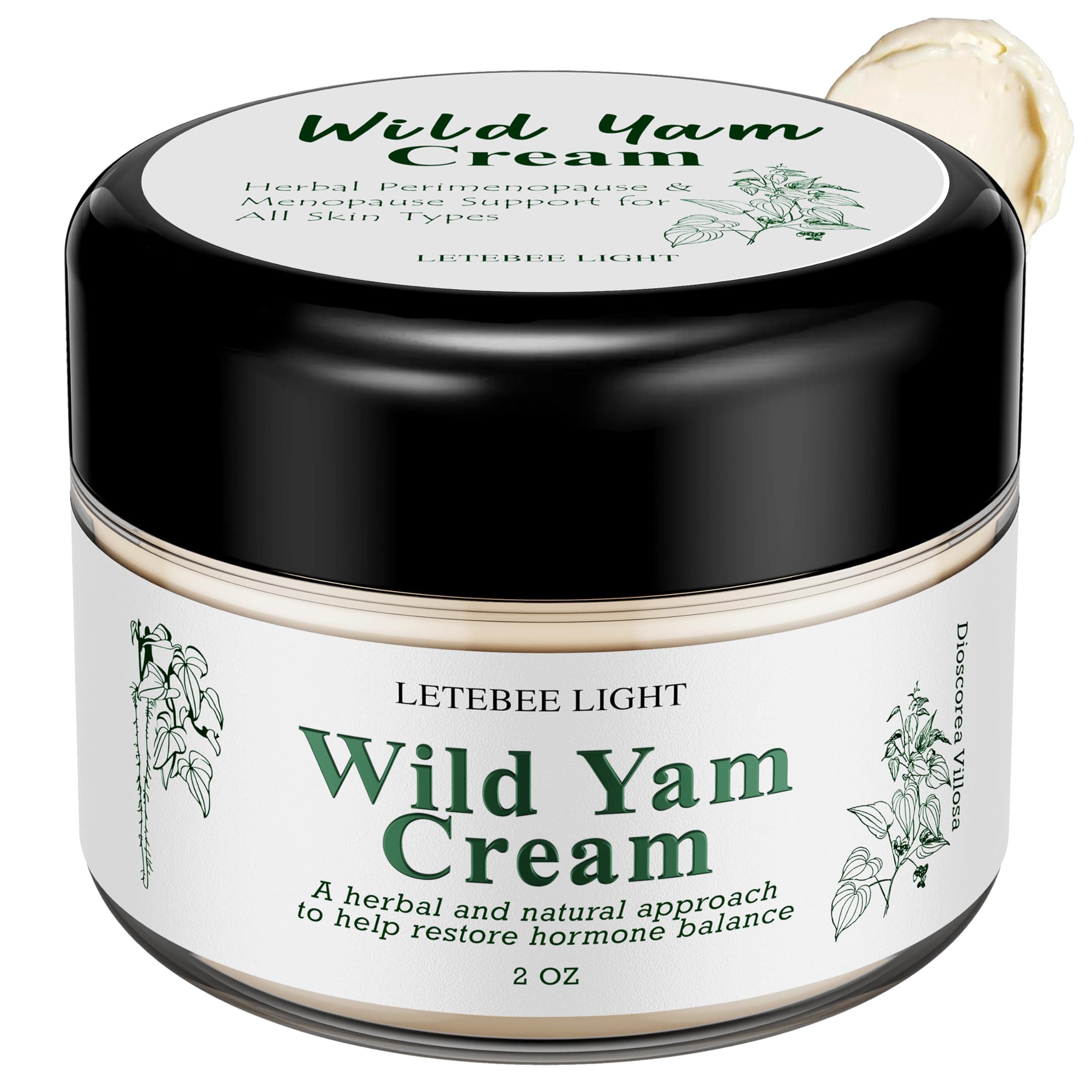 Wild Yam Cream for Hormone Balance: Natural Formula for Hot Flashes Night Sweats - Estrogen Progesterone Free 2 OZ