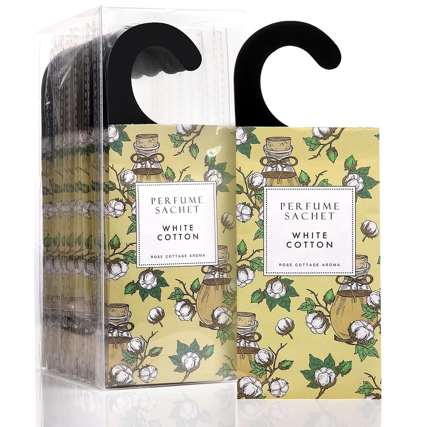 ROSE COTTAGE Large 12 Packs White Cotton Hanging Closet Deodorizer Air Freshener Long Lasting Scented Sachets Smell Goods for House