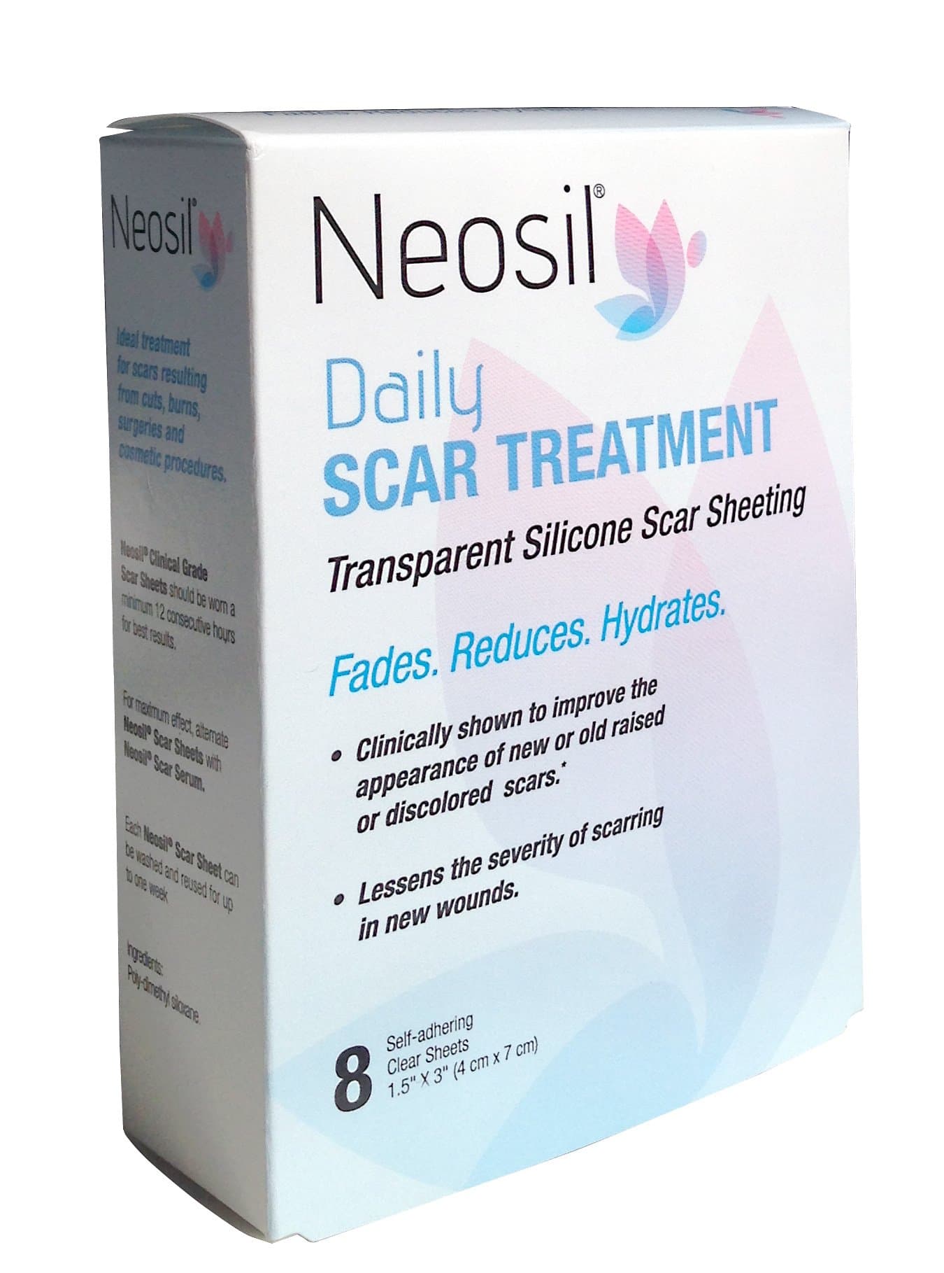 Neosil NEO-0159 Daily Transparent Silicone Scar Sheeting, 1-1/2" x 3" (Pack of 8)