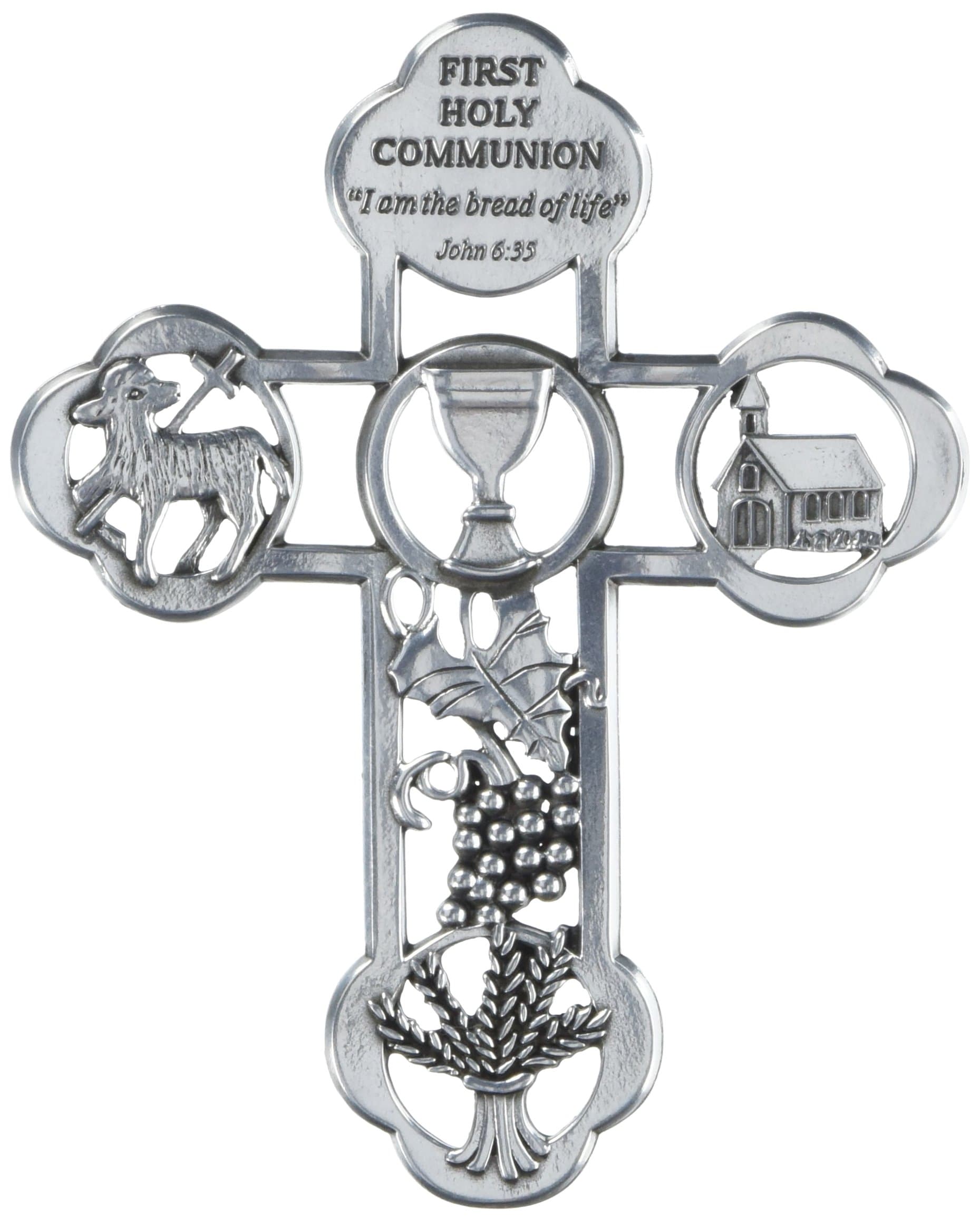 Cathedral Art (Abbey & CA Gift First Holy Communion Symbol Message Cross, One Size, Pewter