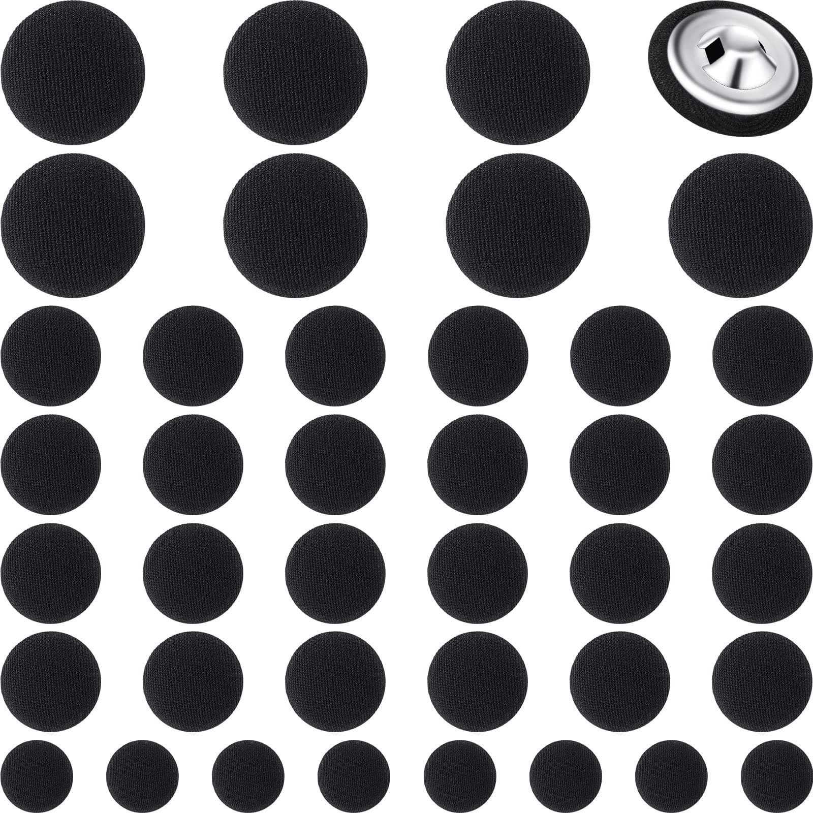 Gerrii 40 Pcs Black Fabric Buttons Tuxedo Suit Various Sizes Satin Buttons for Jacket Front Vintage Coat Sewing Dress Gowns Blouses