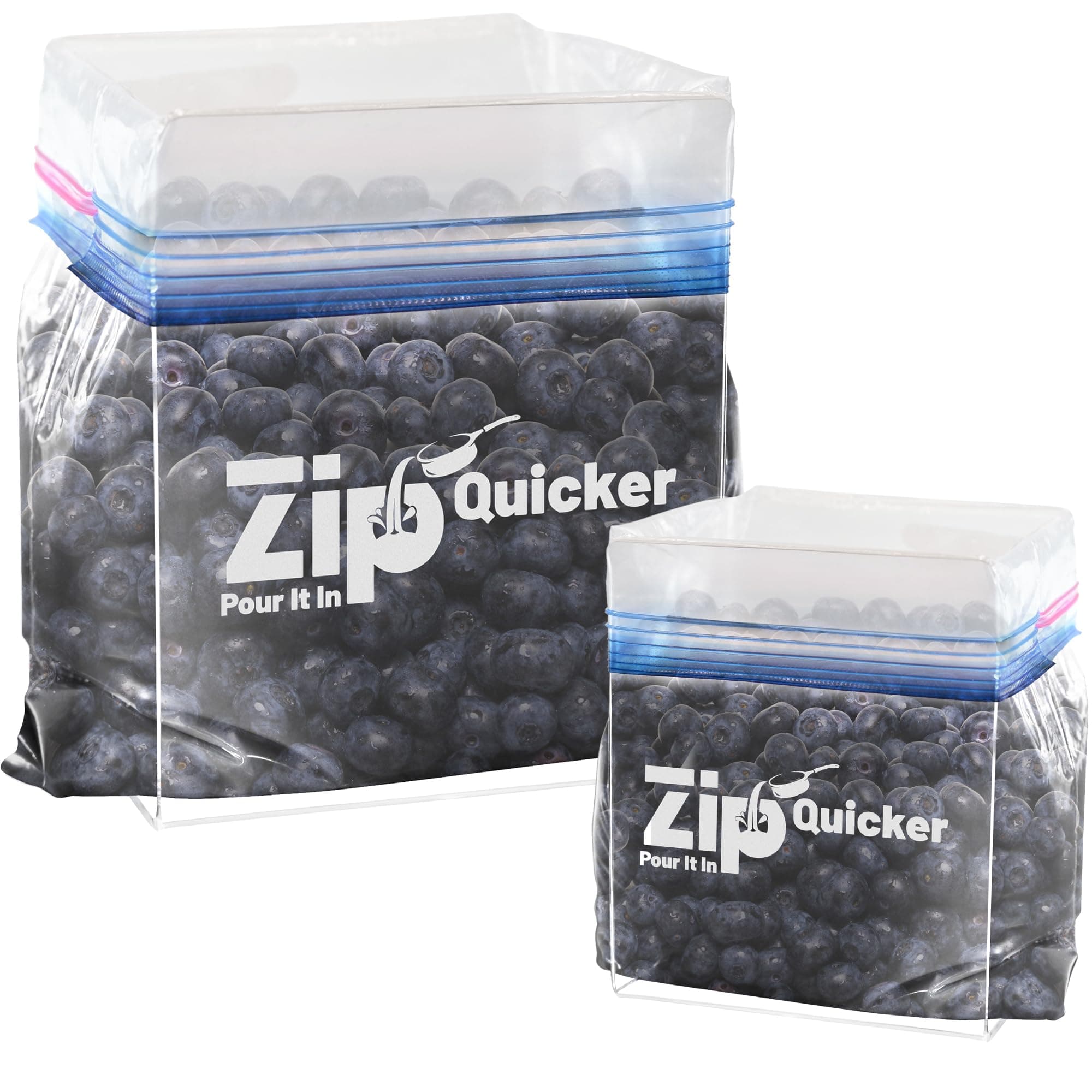 Ziplock Bag Holder/Food Storage Bag Stand/Baggy Rack Holder/Hands-Free to Pour Leftovers/Filling Zip Lock Freezer Bag Stand/Bag Prep/Comes with both Gallon & Quart Sizes