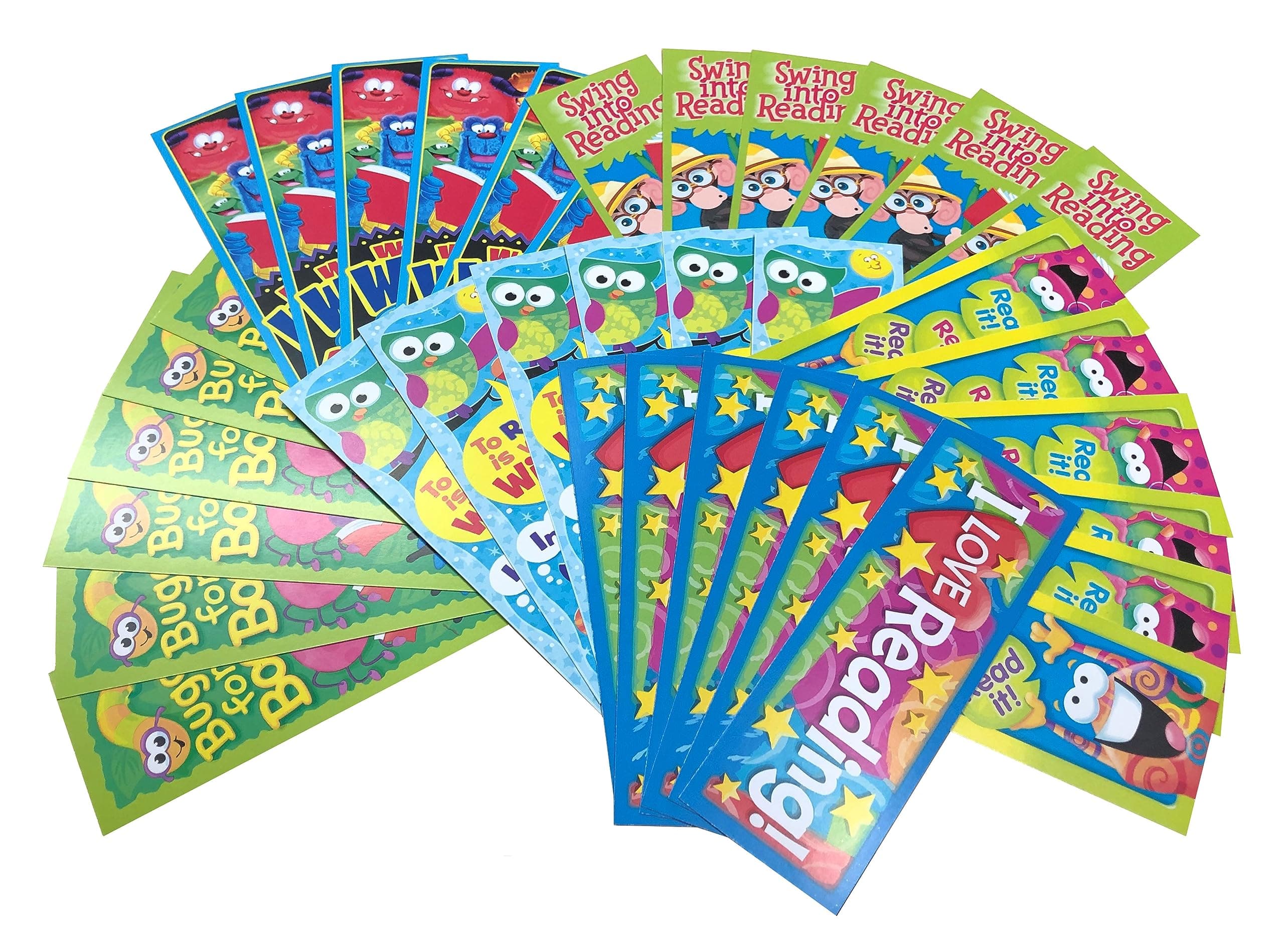 Childrens Bookmarks Variety Pack - 36 Bookmarks - 6 Designs - Great For School Rewards & Prizes