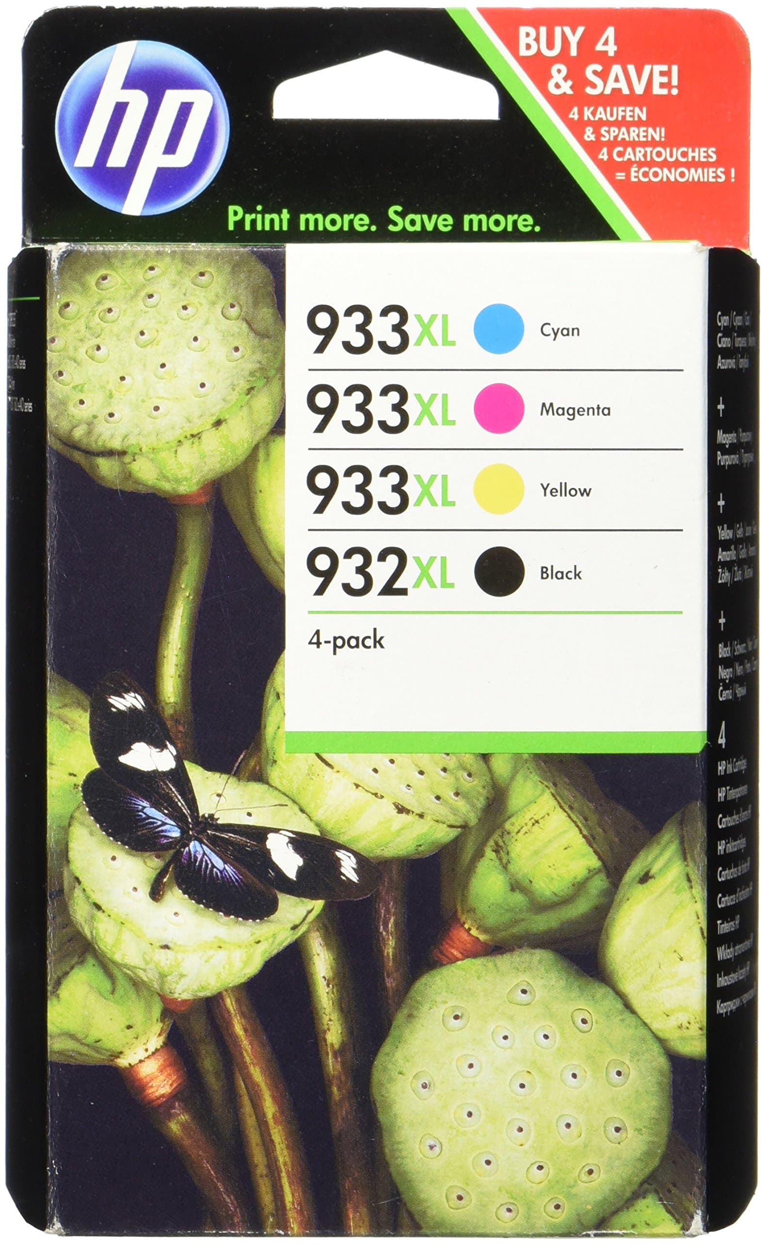 4x HP 932XL933XL/C 2 P 42 AE C2P42AE NR 932/NR 933 XL Ink Black/Cyan/Magenta/Yellow