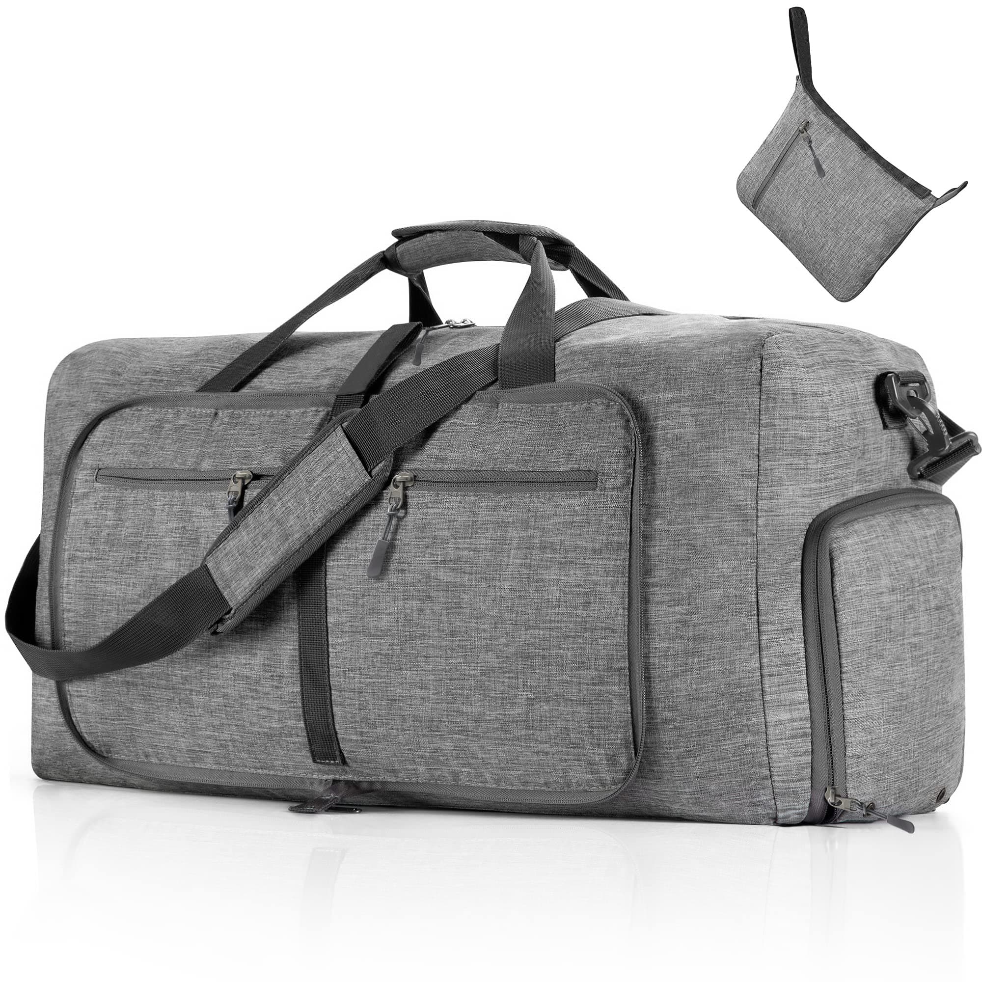65L/85L/115L Foldable Travel Duffle Bag, Lightweight Checked Luggage with Shoe Compartment, Water-Resistant Weekender Overnight Bag for Men & Women