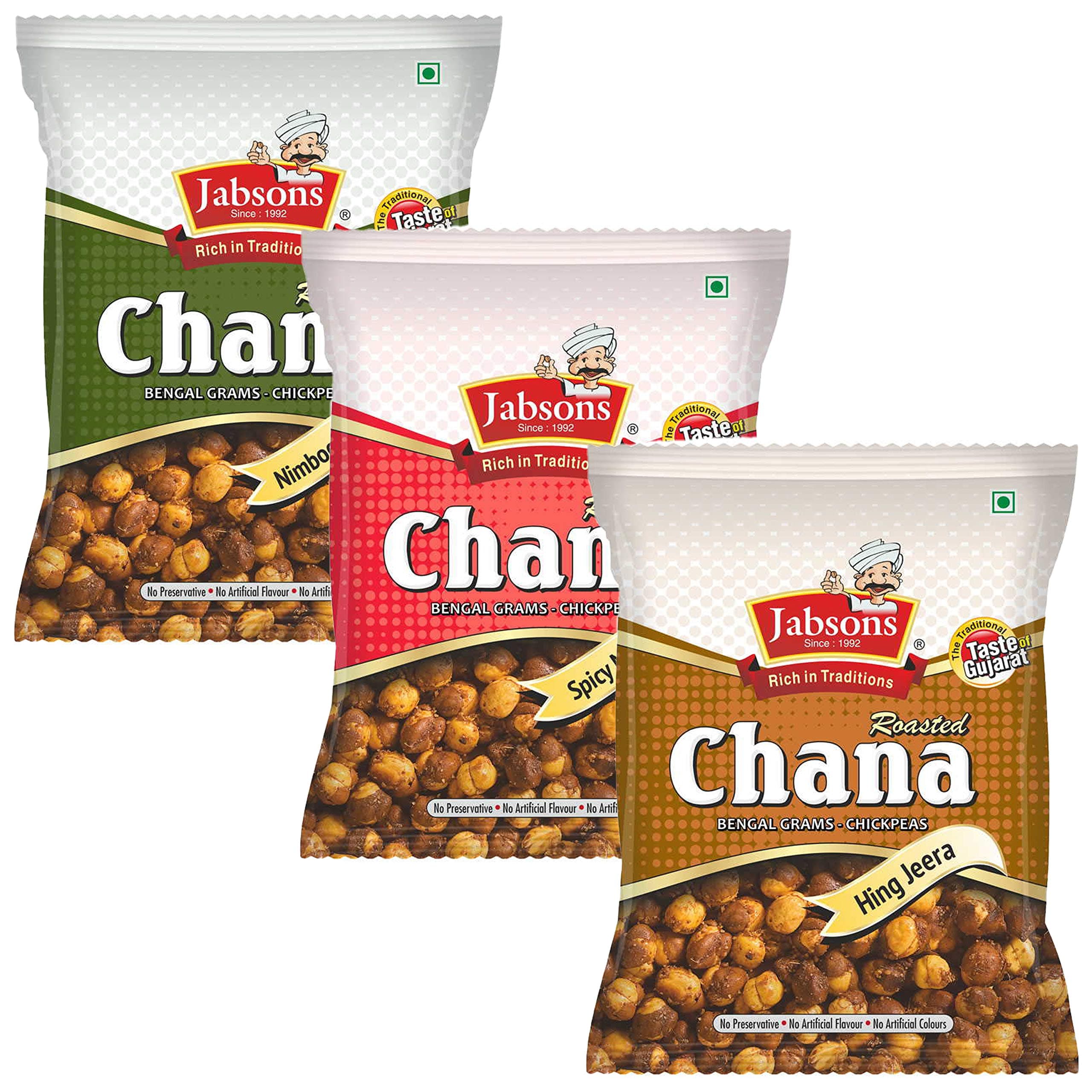 Jabsons - Roasted Chana Chickpeas (3 Pack), 150g x 3 (3in1 Variety)