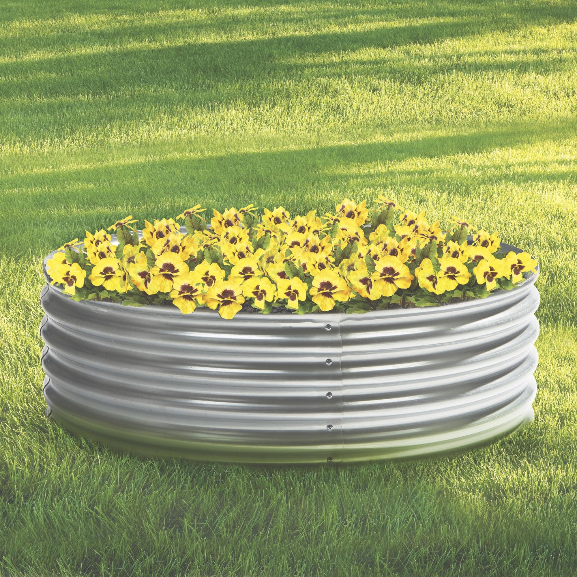 Galvanized Steel Round Raised Garden Bed — 4ft. x 12in