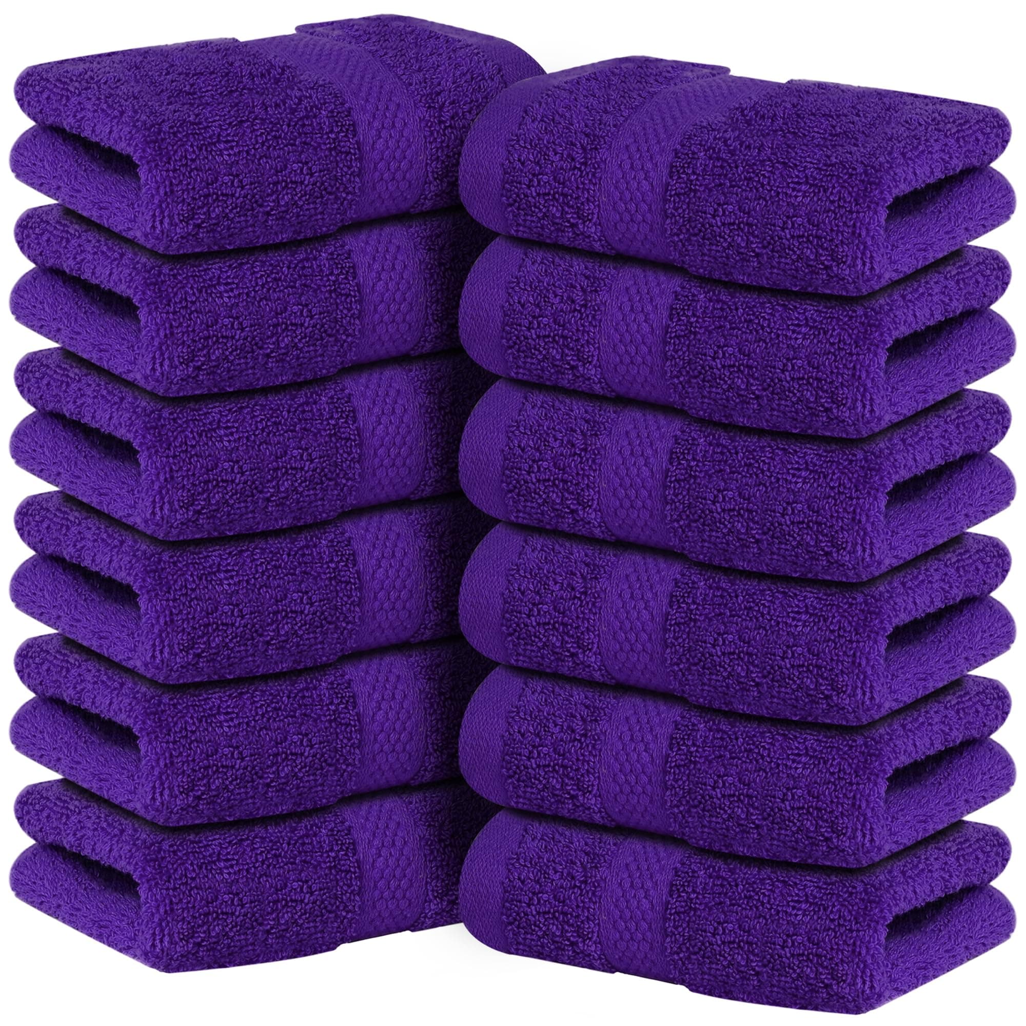 Infinitee Xclusives - 12 Pack Face Cloths |30x30 cm| 100% Cotton Wash Cloths - Ultra Soft & Highly Absorbent Fingertip Towels for Spa, Gym, Hotel & Bathroom |Profound Purple|