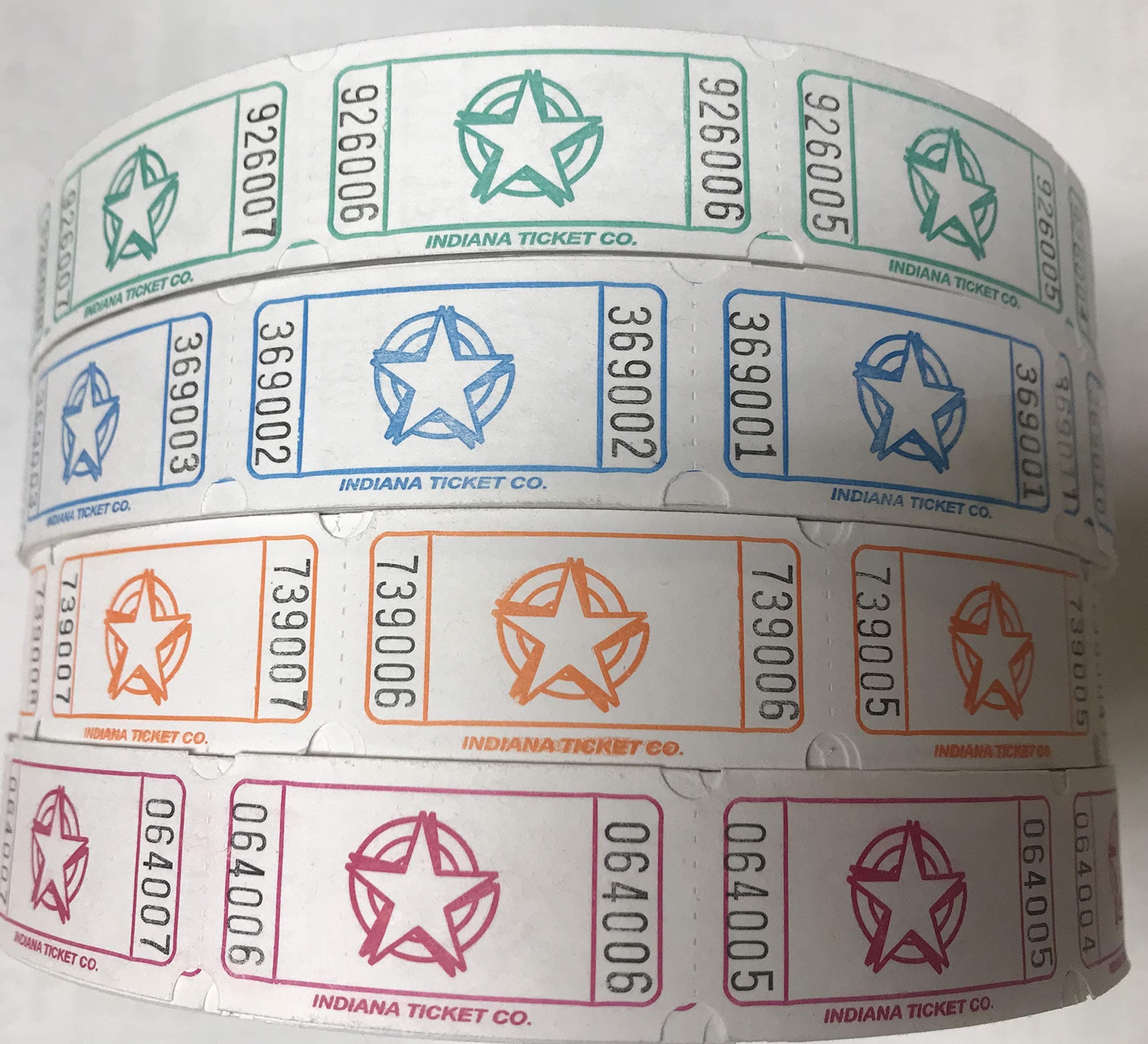 Raffle Tickets - (4 Rolls of 2000 Tickets) 8,000 Total Star Raffle Tickets (Blueberry/Raspberry/Lime/Tangerine)