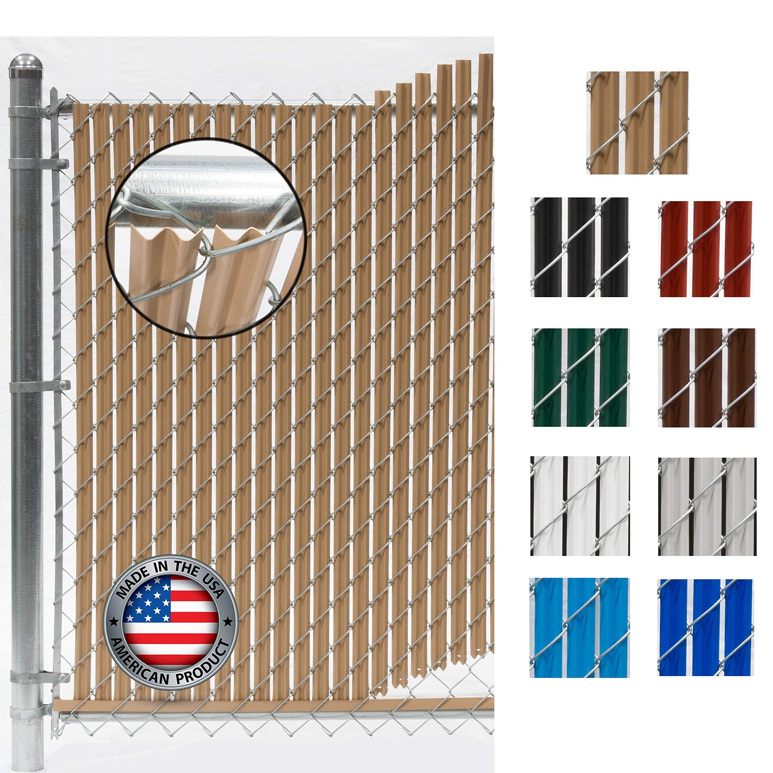 Wave Slat (9 Colors) Single Wall Bottom Locking Privacy Slat for 4', 5', 6', 7' and 8' Chain Link Fence (6 ft, Beige)
