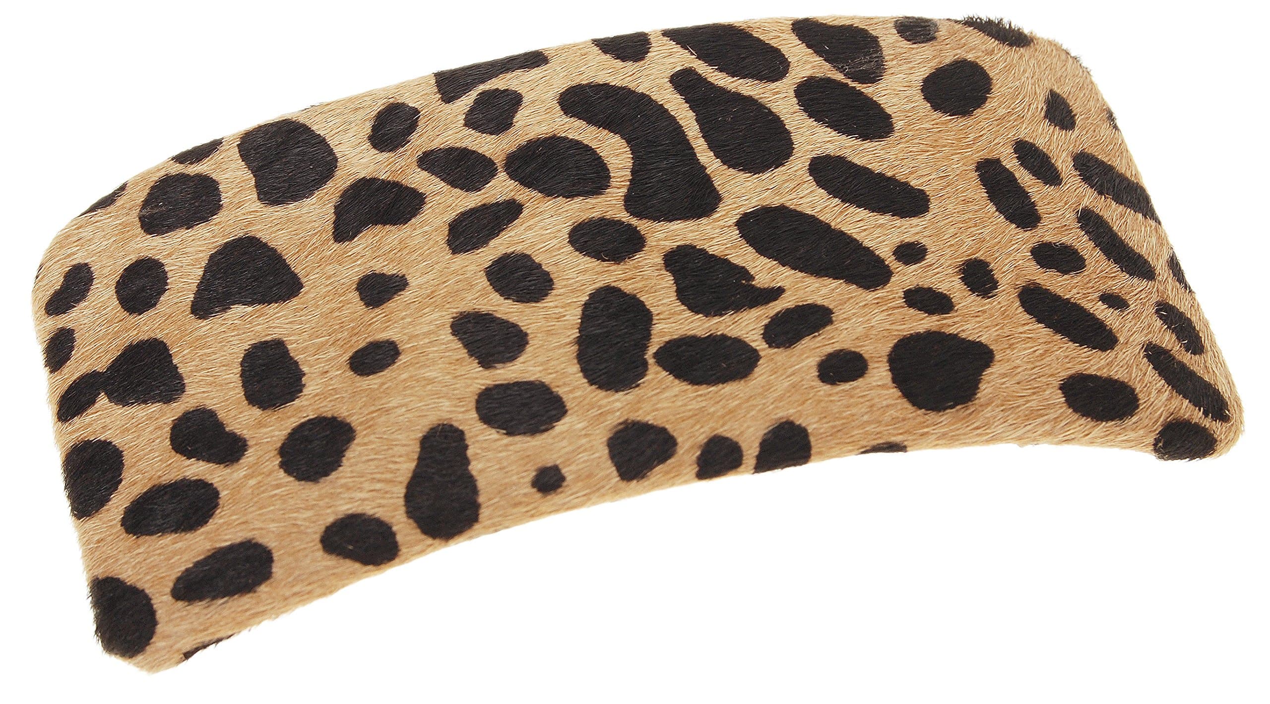 L. Erickson USA Hair Calf Large Rectangle Barrette - Sand Leopard