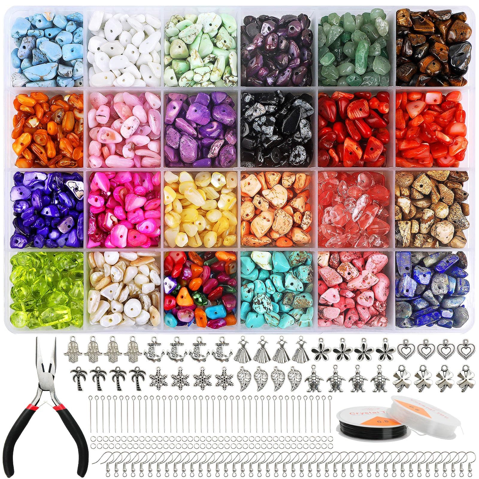 Halobios 1500+Pcs Crystal Beads for Jewellery Making, Natural Gemstone Chip Beads, Irregular Crystal Bead for Bracelet Necklace Earring Ring Making, DIY Gift for Girls