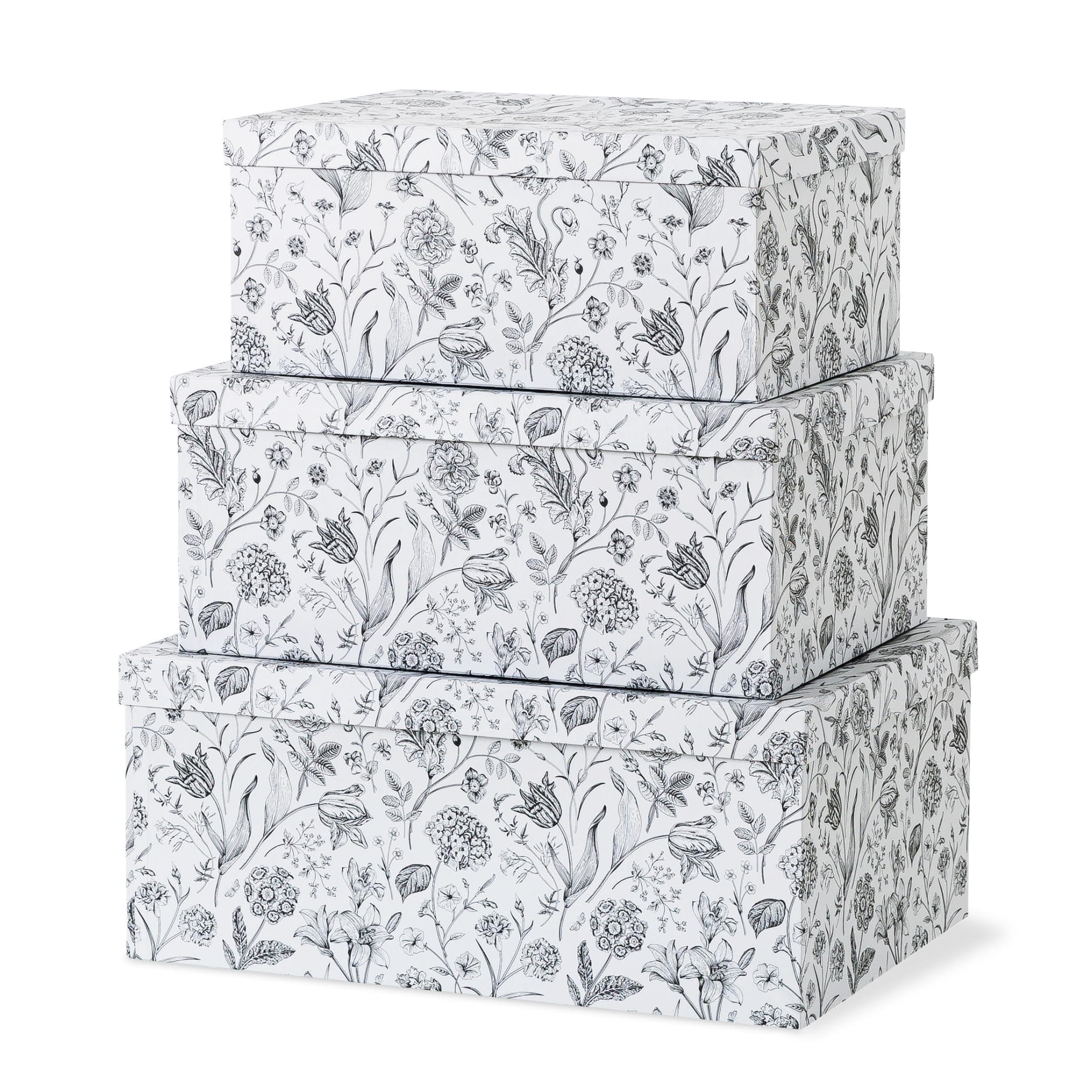Soul & Lane Decorative Cardboard Storage Boxes For Home Décor - Modern Meadow - Set of 3: Floral Paperboard Nesting Storage With Lids, Memory Boxes For Keepsakes And Photos, Gift Set For Presents