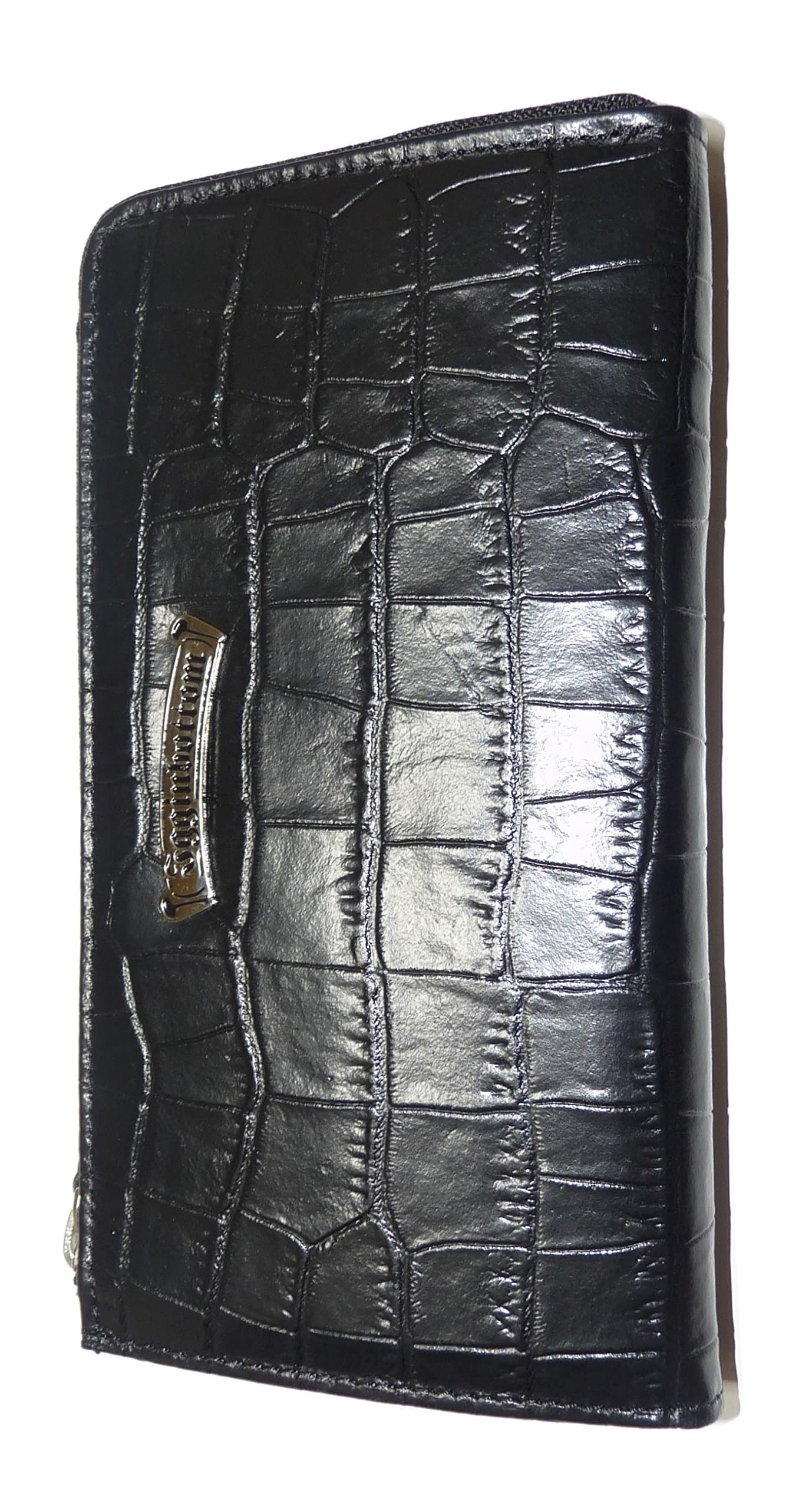 Birthday Christmas Gifts Igginbottom L-shape Round Zip Long Wallet Croc-stamped Pop in Japan 3003 (Black)