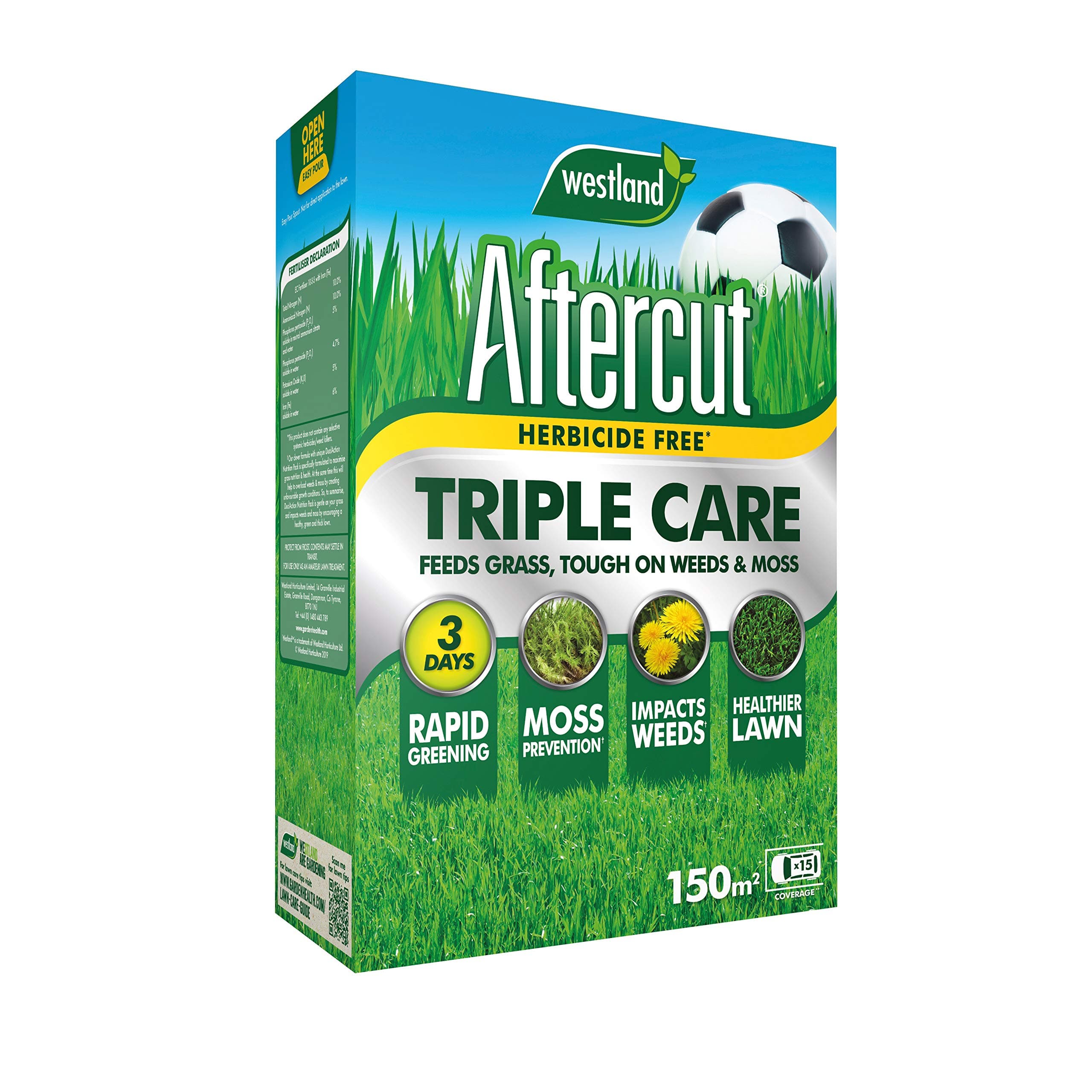 20400505 Herbicide Free Lawn Triple Care 150m2 Large Box, Yellow, 5.25 kg