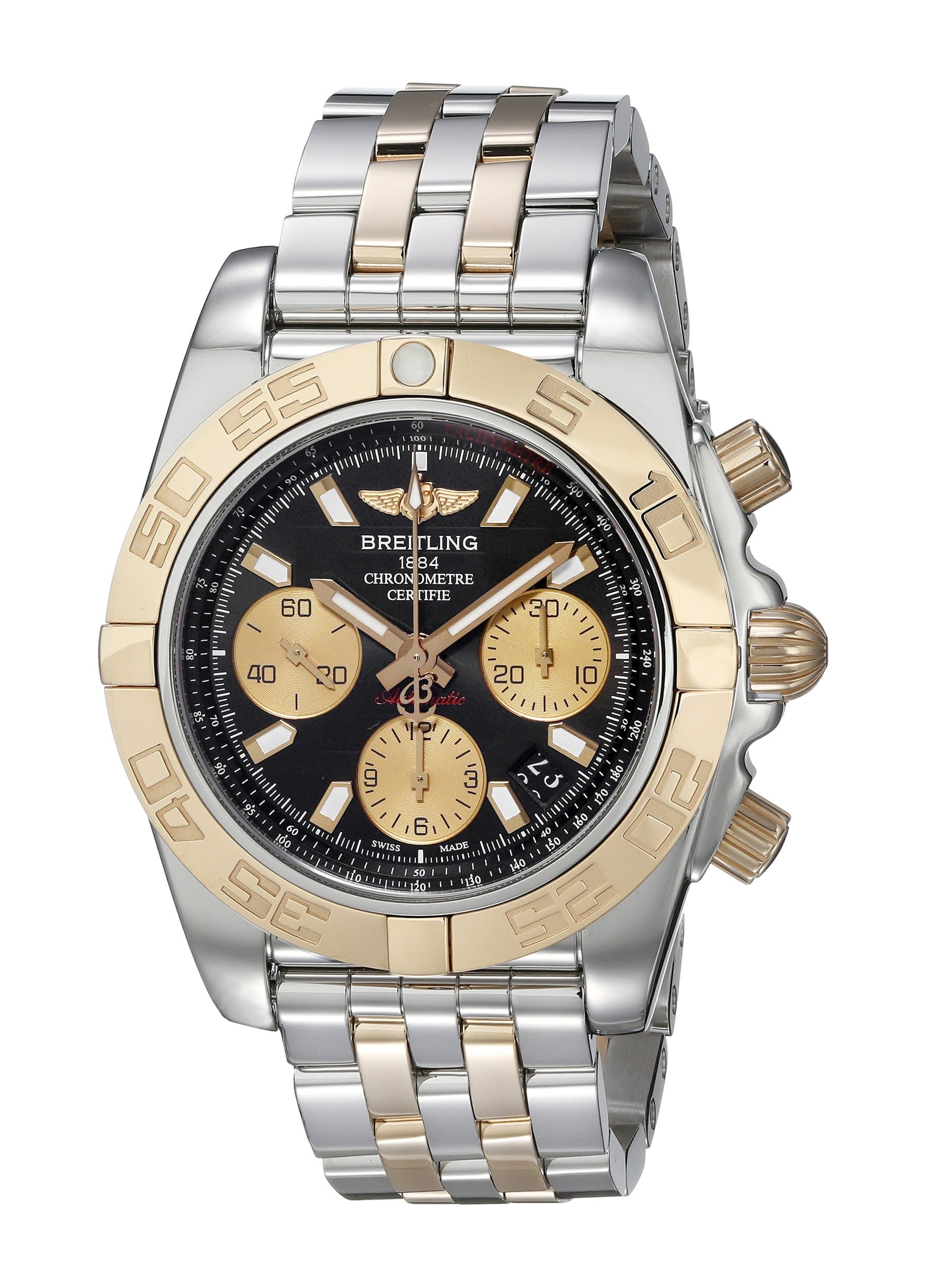 Breitling Men's Watch CB014012-BA53-378C Chronomat 41 Automatic Black Dial 18K Rose Gold and Steel
