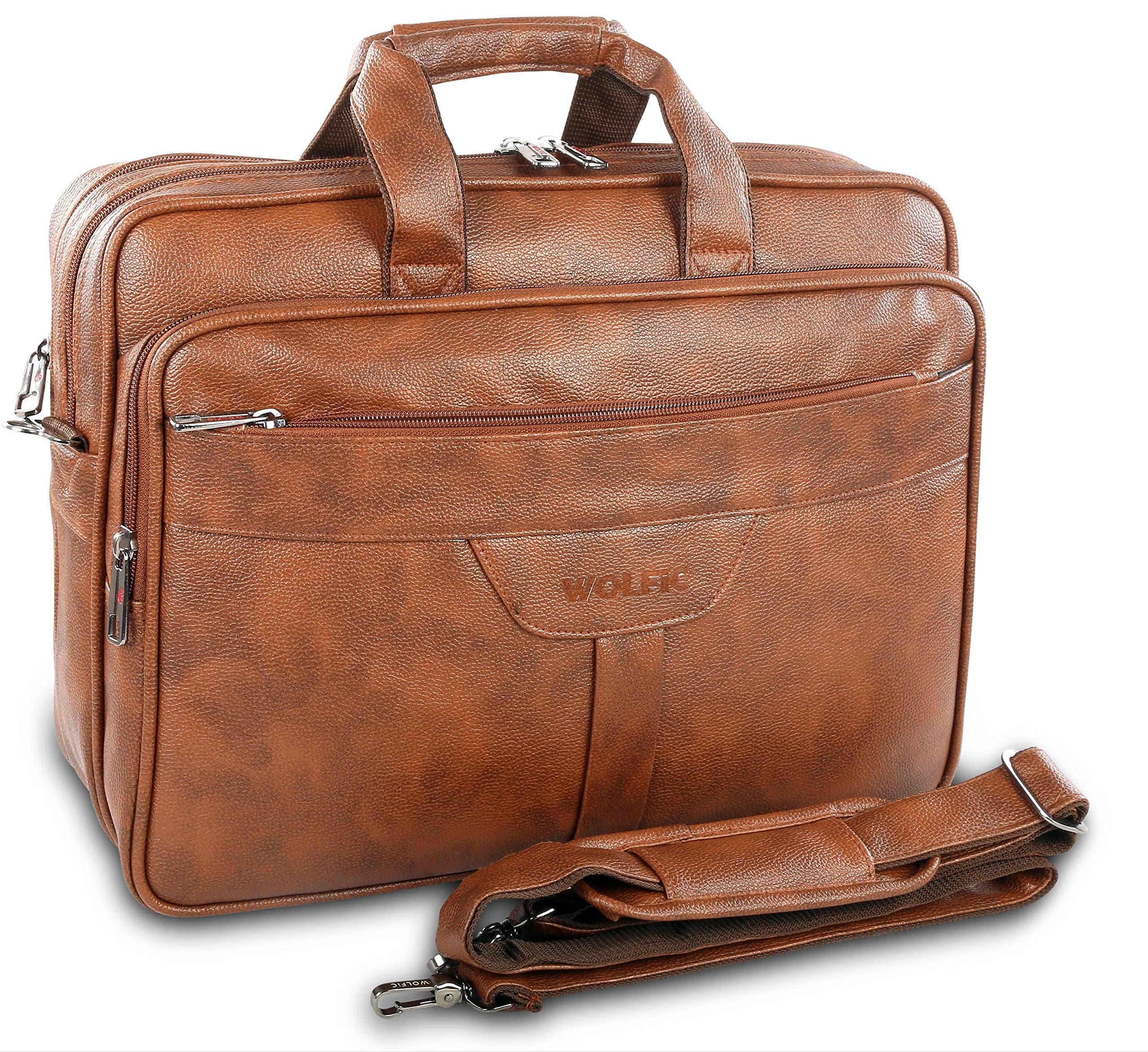 FF 9016 Tan Synthetic Leather 100% Vegan Laptop Office Bag