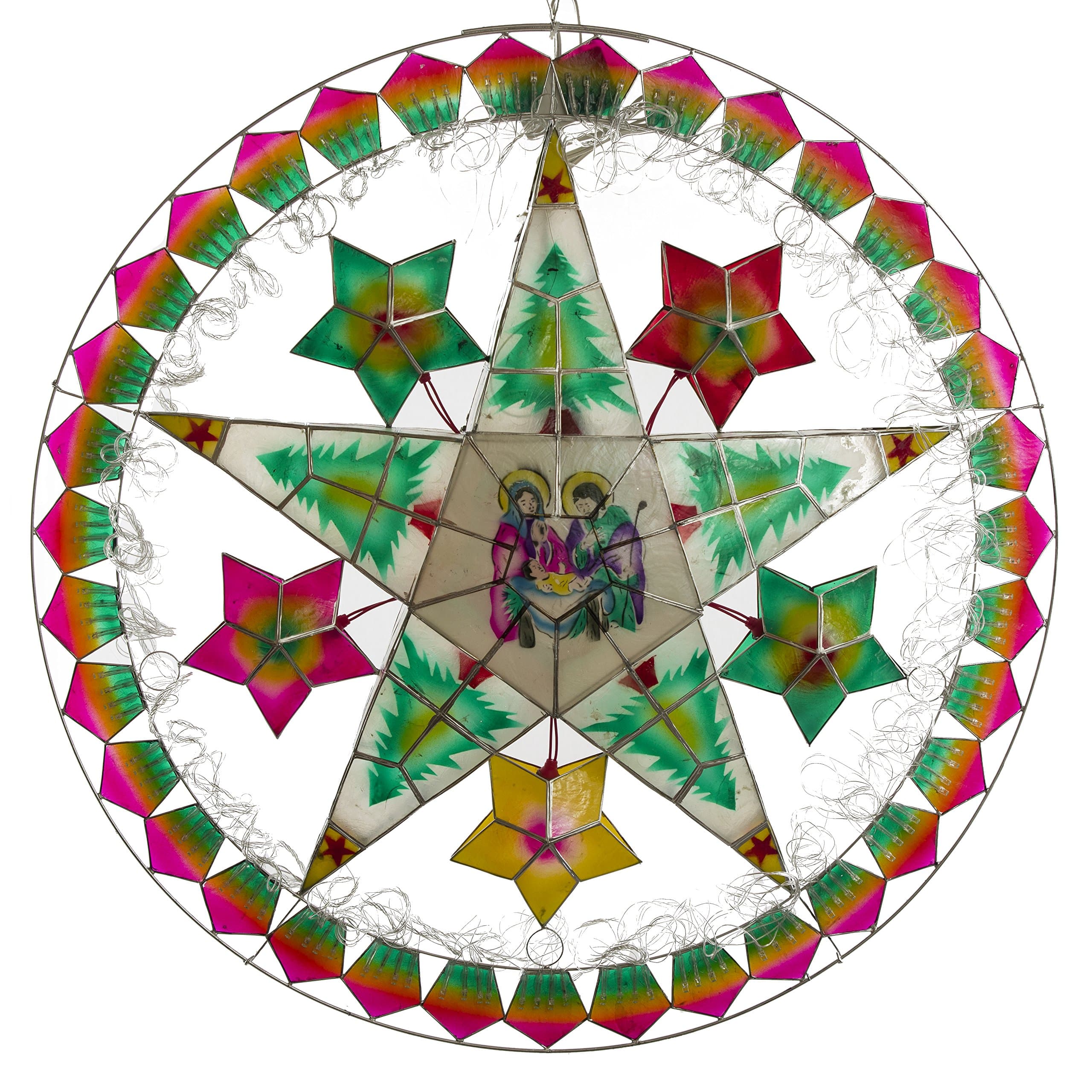 Handmade Nativity/Star Parol Christmas Lantern 29 inch Multicolored