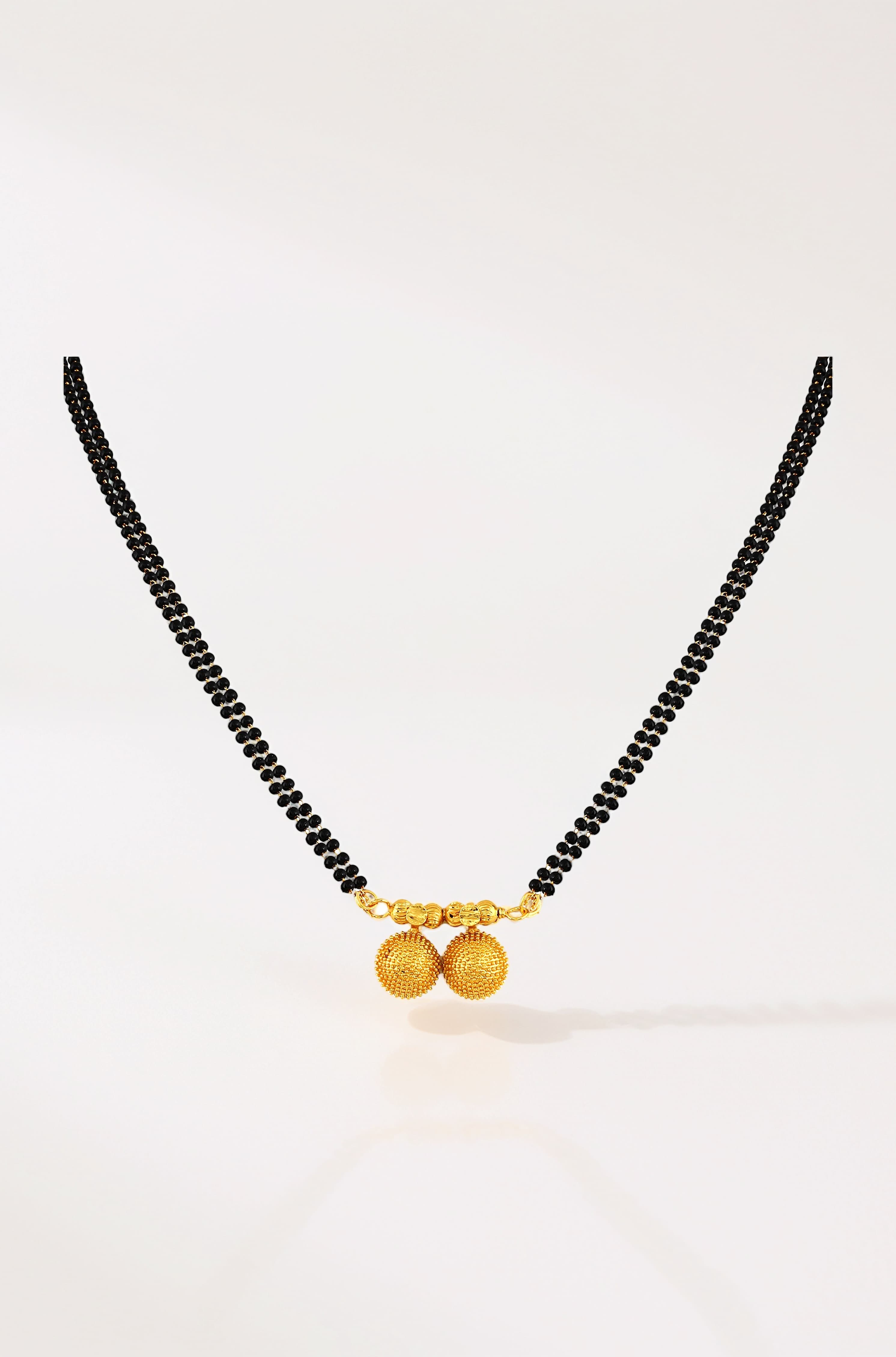 jewellery's Traditional Temple Forming One Gram Gold Long Maharashtrian Wati Mangal sutra Set Tanmaniya Black Vati Mangalsutra For Women double chain golden 30 inch - MS-M950